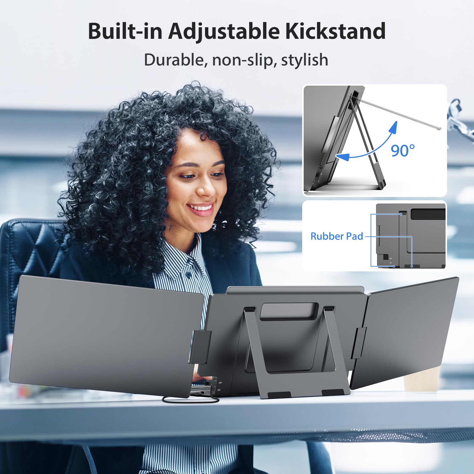 Kyy Laptop Screen Extender, 14'' Fhd 1080P Usb C Portable Monitor, Ips Computer Display, Dual Monitor For Triple Screen, Monitor