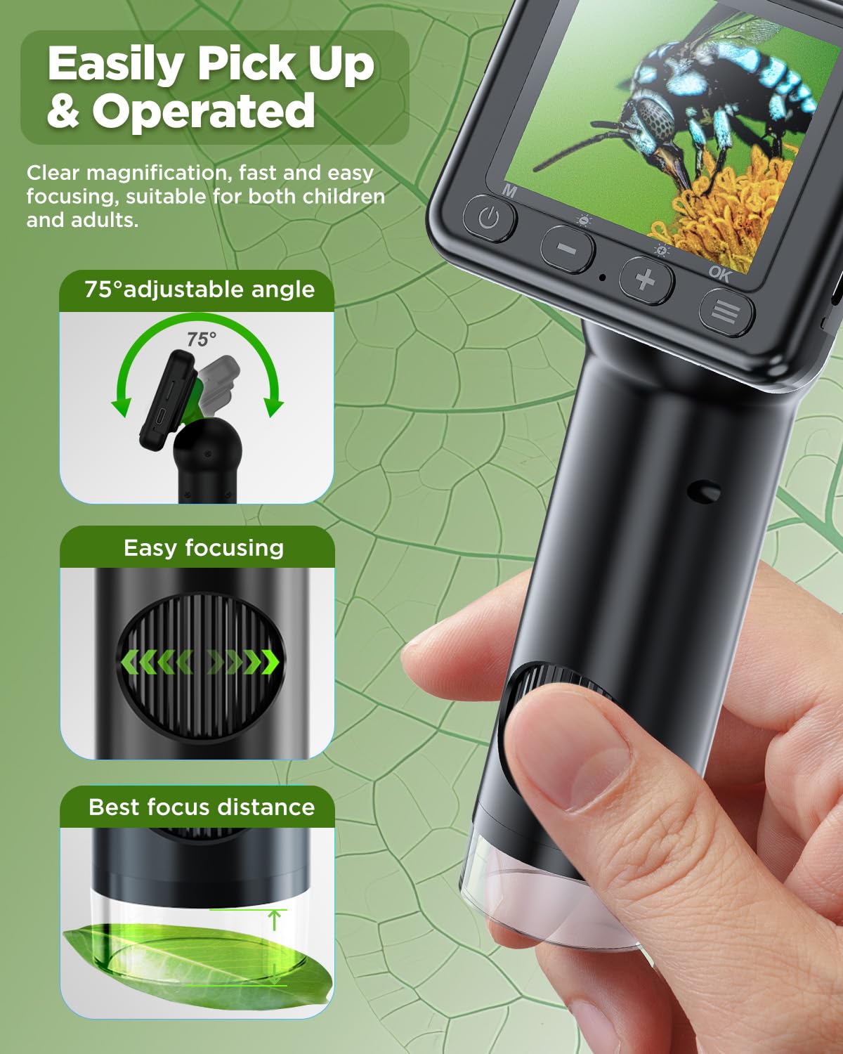 Portable Digital Microscope   Handheld Microscope With 2'' Lcd Screen   800 X Hd Pocket Digital Microscope   Mini Coin Microscop