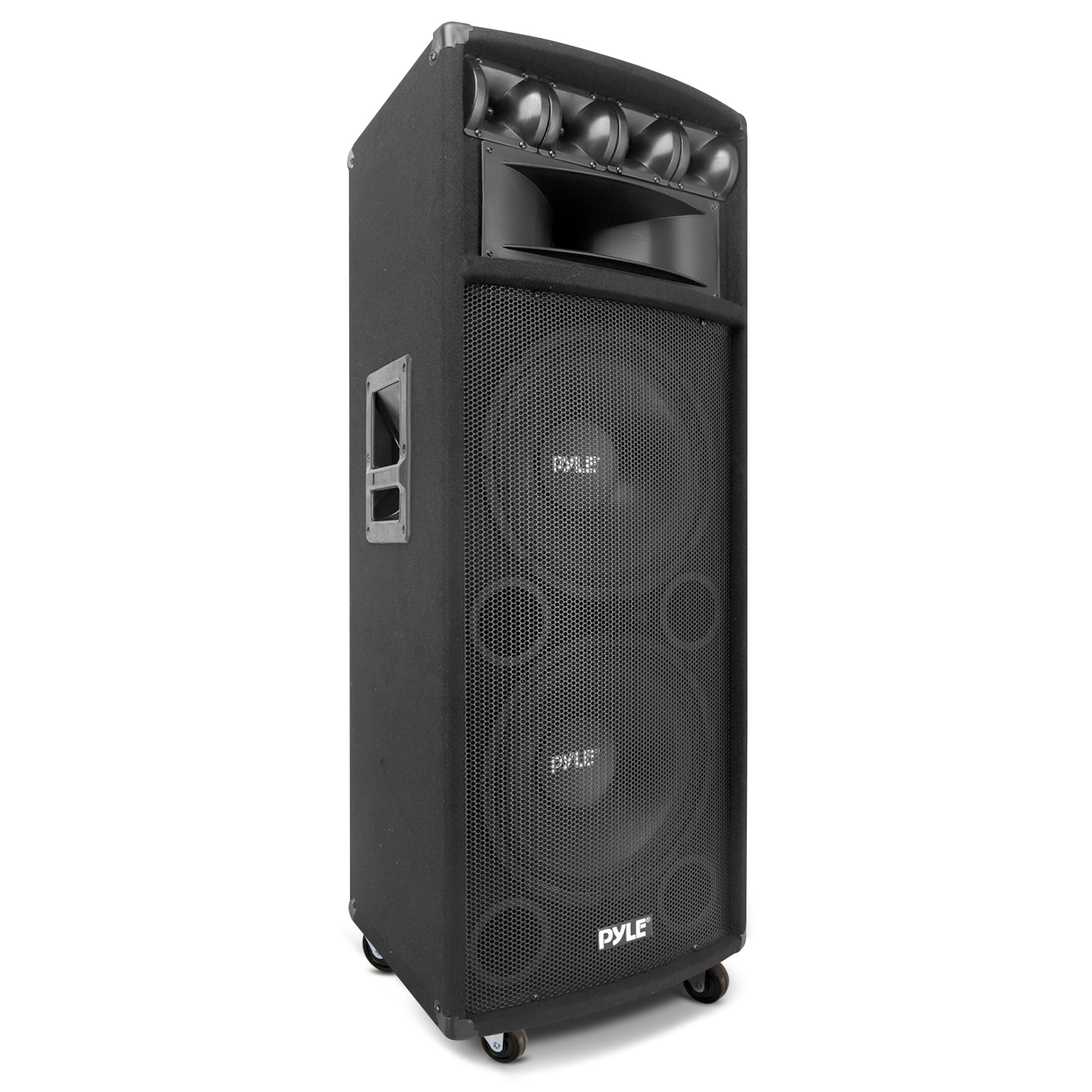 Pyle Portable Cabinet PA Speaker System - 1600 Watt Outdoor Stereo Sound Speakers w/ Dual 12 Woofers, 3.4 Piezo Tweeters, 5x12 S
