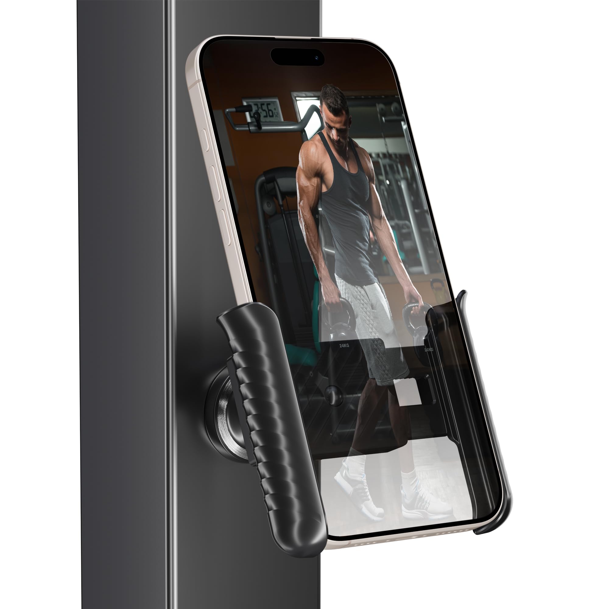 EFEALL Gym Magnetic Phone Holder, Memory Function, 360 Rotatable Phone Holder Magnet for Metal Surfaces/Gym/Golf Cart/Kitchen, G