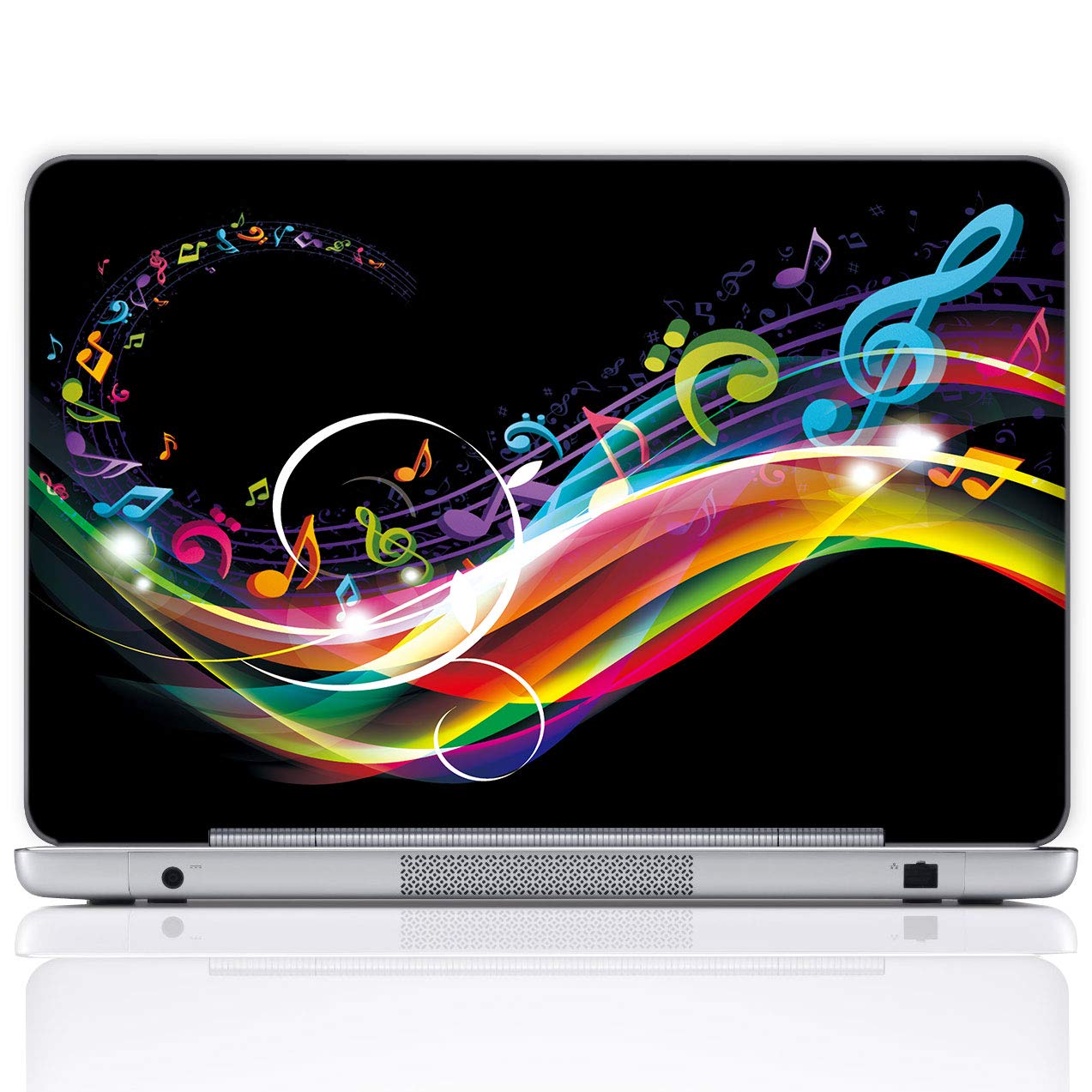 Meffort Inc 17 17.3 Inch Laptop Notebook Skin Sticker Cover Art Decal (Included 2 Wrist pad) - Rainbow Music Note Design