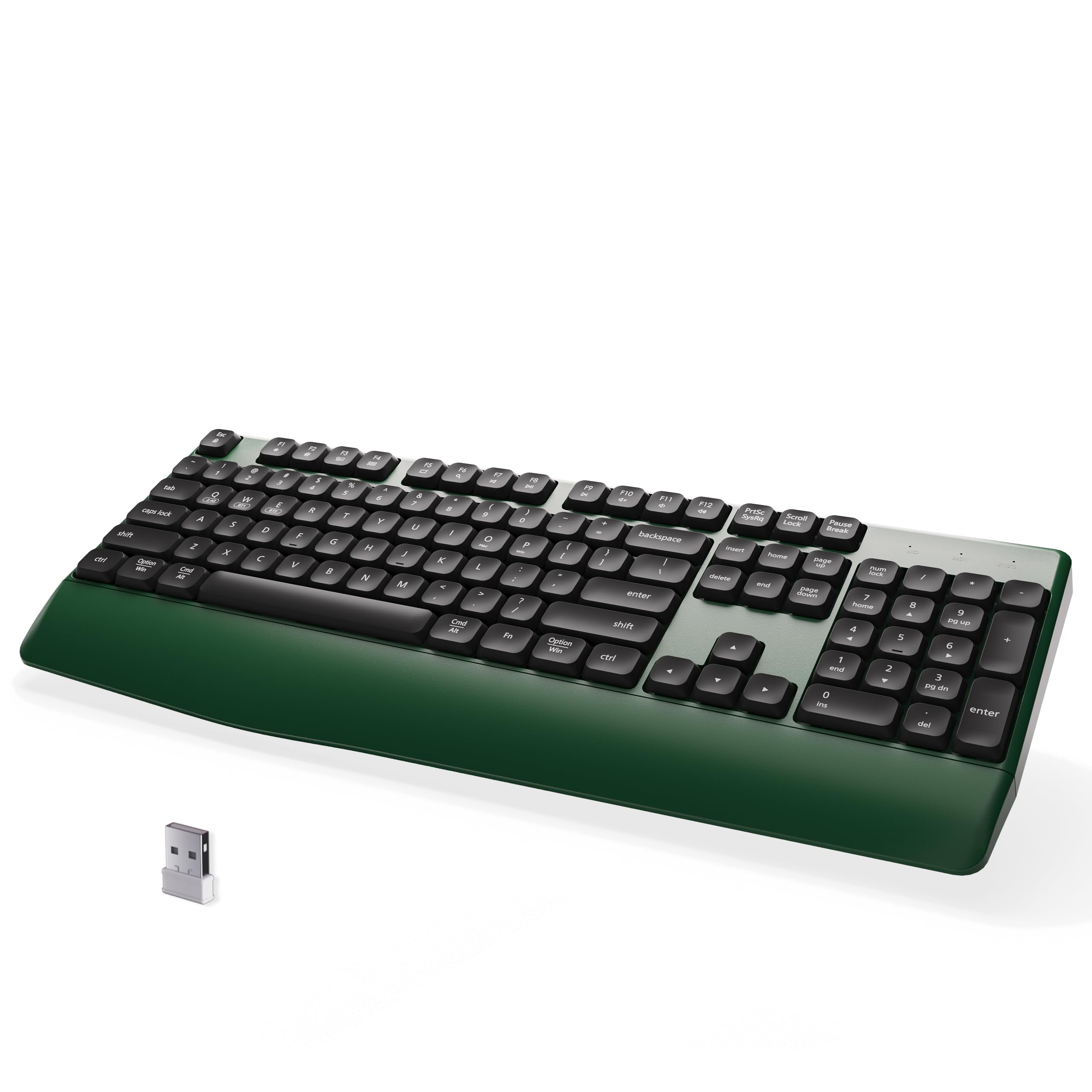 MPTOG Bluetooth Wireless Keyboard with Wrist Rest (DarkGreen Black)