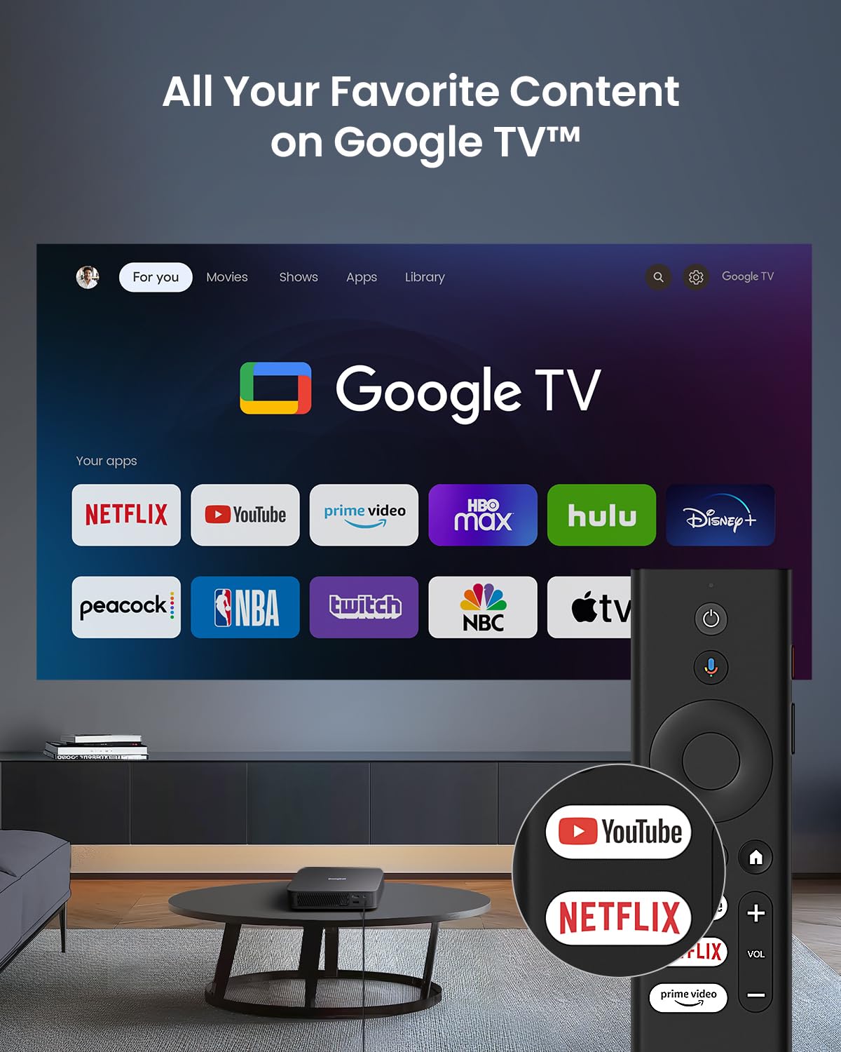 Dangbei Atom Laser Projector, 1200 Iso Lumens, 180'' Screen, 1080P Projector With Wifi And Bluetooth, Hdr10, Hlg, Built In Speak