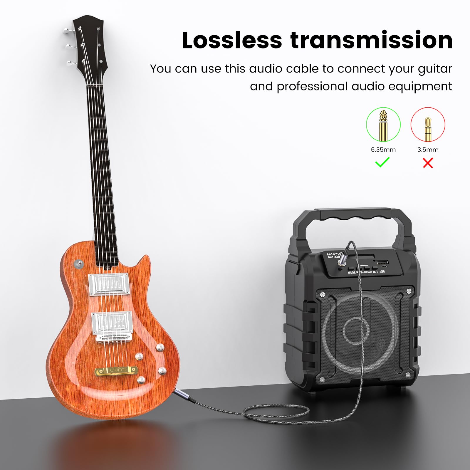 Moswag 1/4 Inch Trs Instrument Cable 32.8Ft/10M 1/4 Inch To 1/4 Inch Ts Male To Male Plug Mono Audio Cord For Bass Guitar, Elect