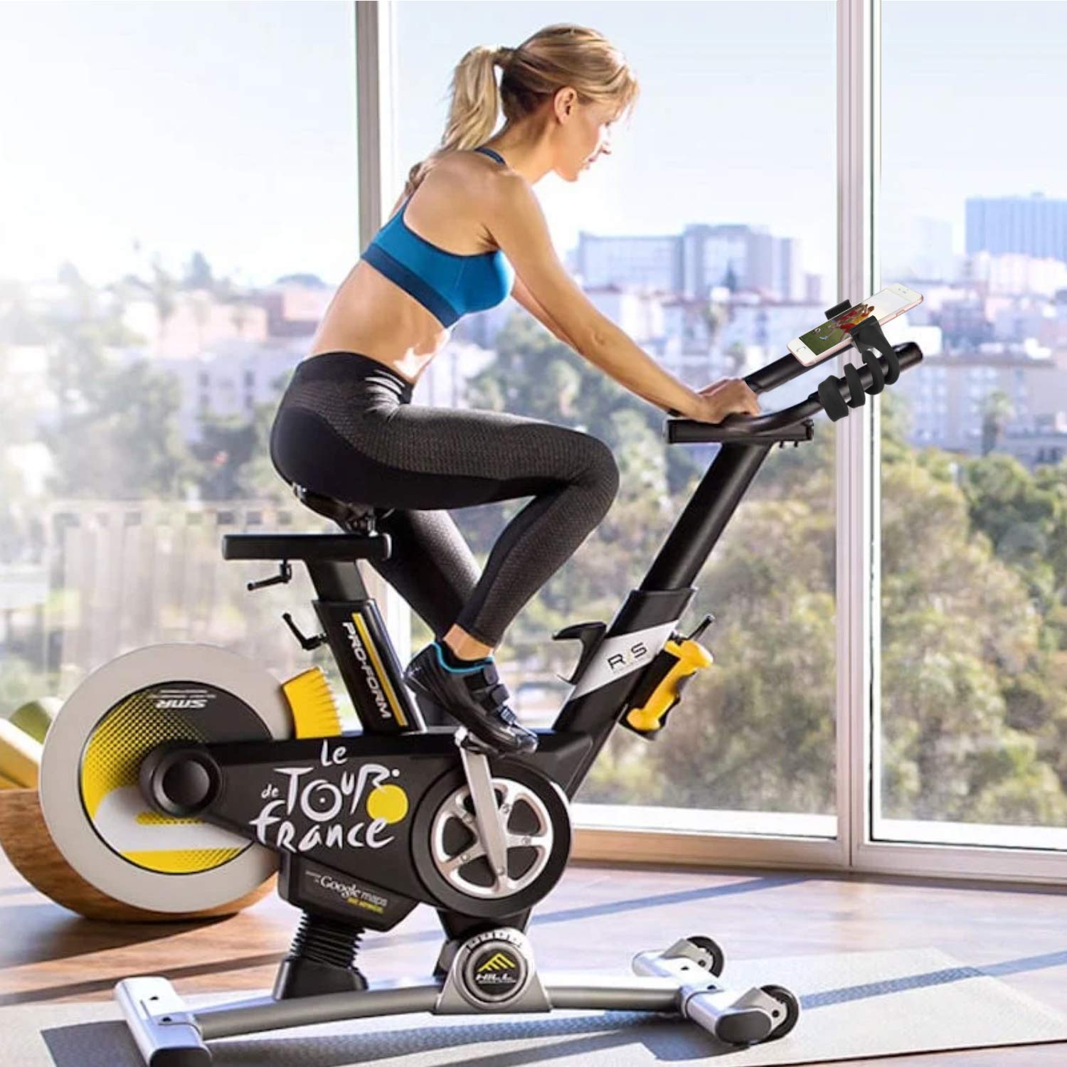 Itodos Portable Flexible Cell Phone Holder Stand For Treadmill, Spin Bike, Bed, Car, Kitchen, Desk, Grocery Shopping Cart,Compat