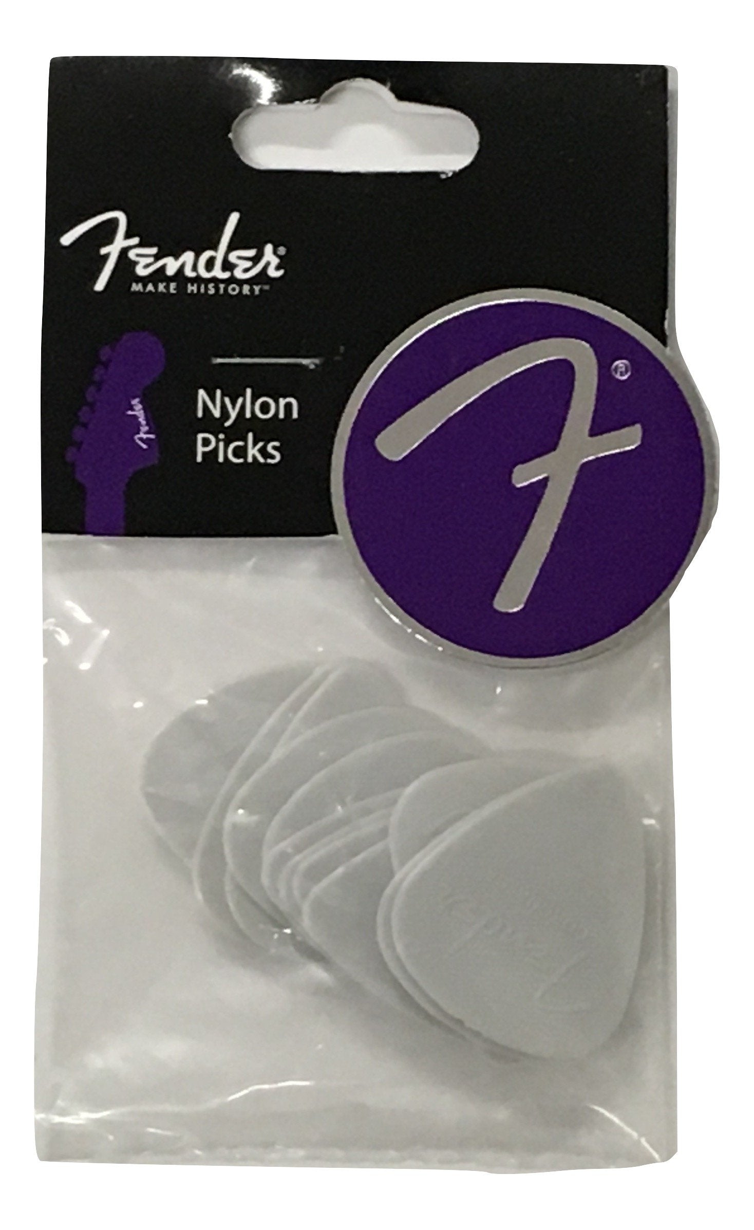Fender Nylon Guitar Picks 351 Shape, Guitar Accessories, White, 0.60Mm, 12 Pack