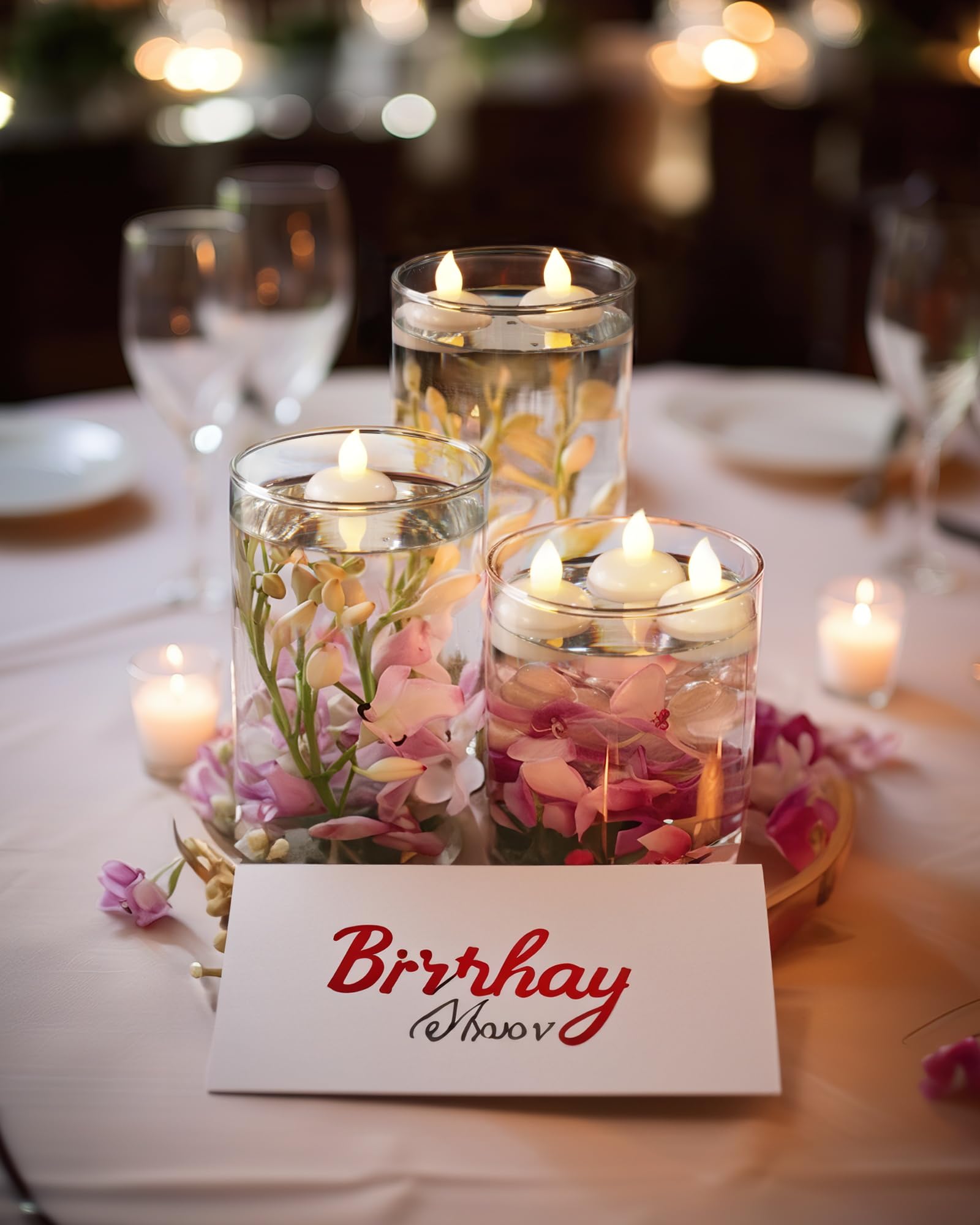 Homemory 24 Pack Waterproof Flameless Floating Tealights, Warm White Battery Flickering Led Tea Lights Candles   Wedding, Party,