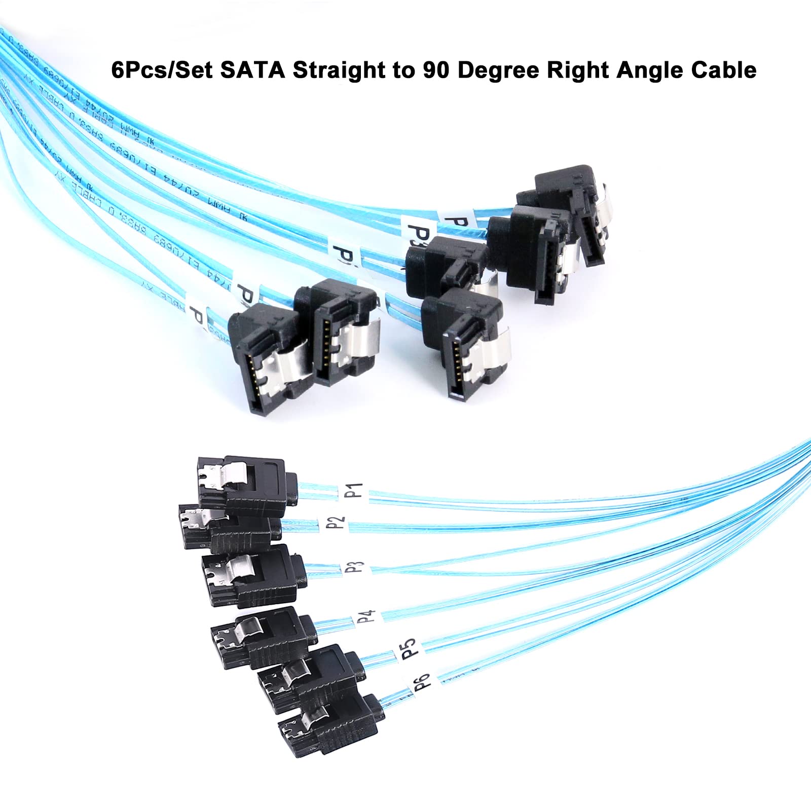 Adcaudx Sata Iii Cable:0.5M 6Pcs/Set Sata Cable 90 Degree Right Angle Sata Data Cable Sas/Sata 6Gbps Cable For Server Raid Sdd H
