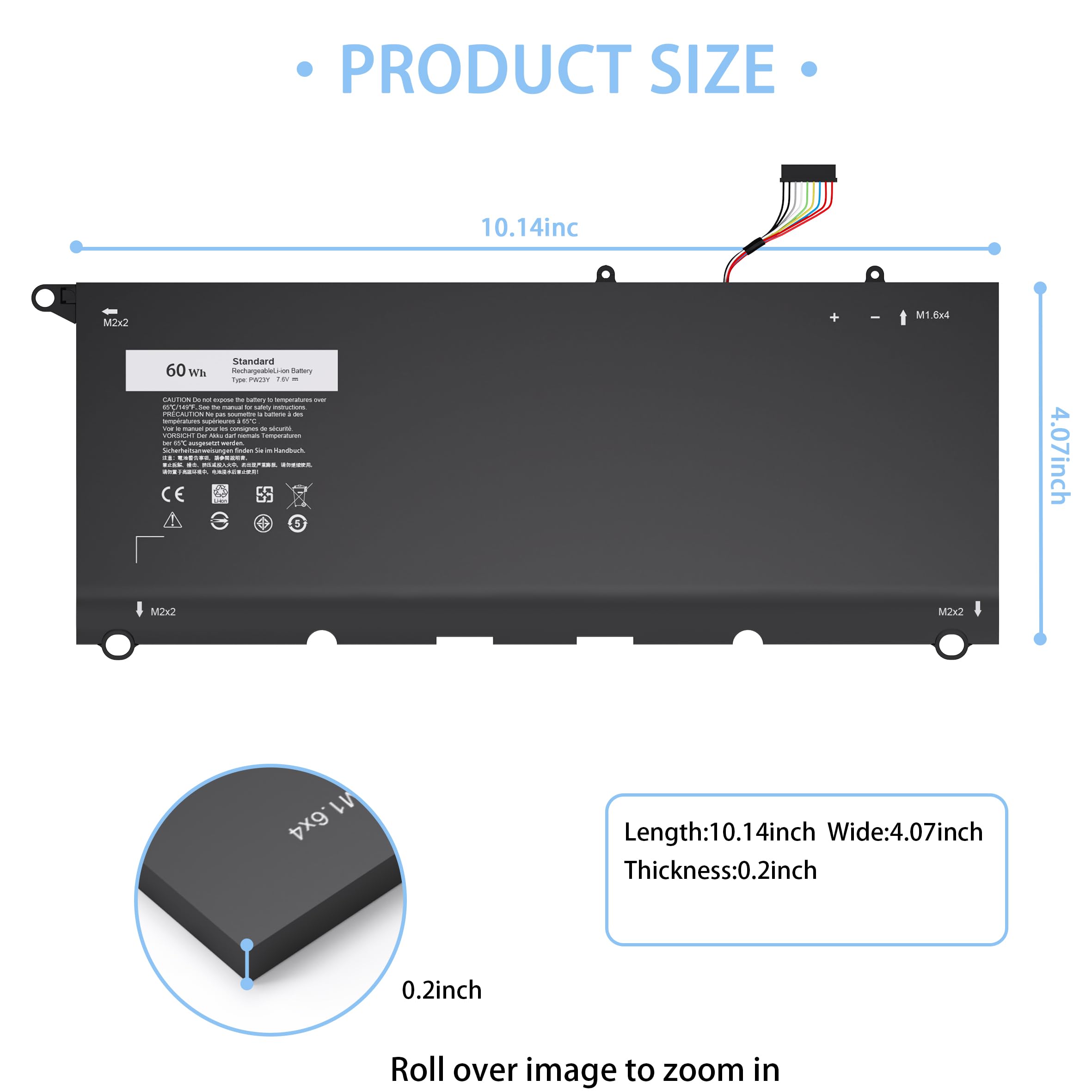 New Pw23Y Laptop Battery Replacement For Dell Xps 13 9360 13 9360 D1605G 13 9360 D1605T 13 9360 D1609 13 9360 D1609G 13 9360 D17