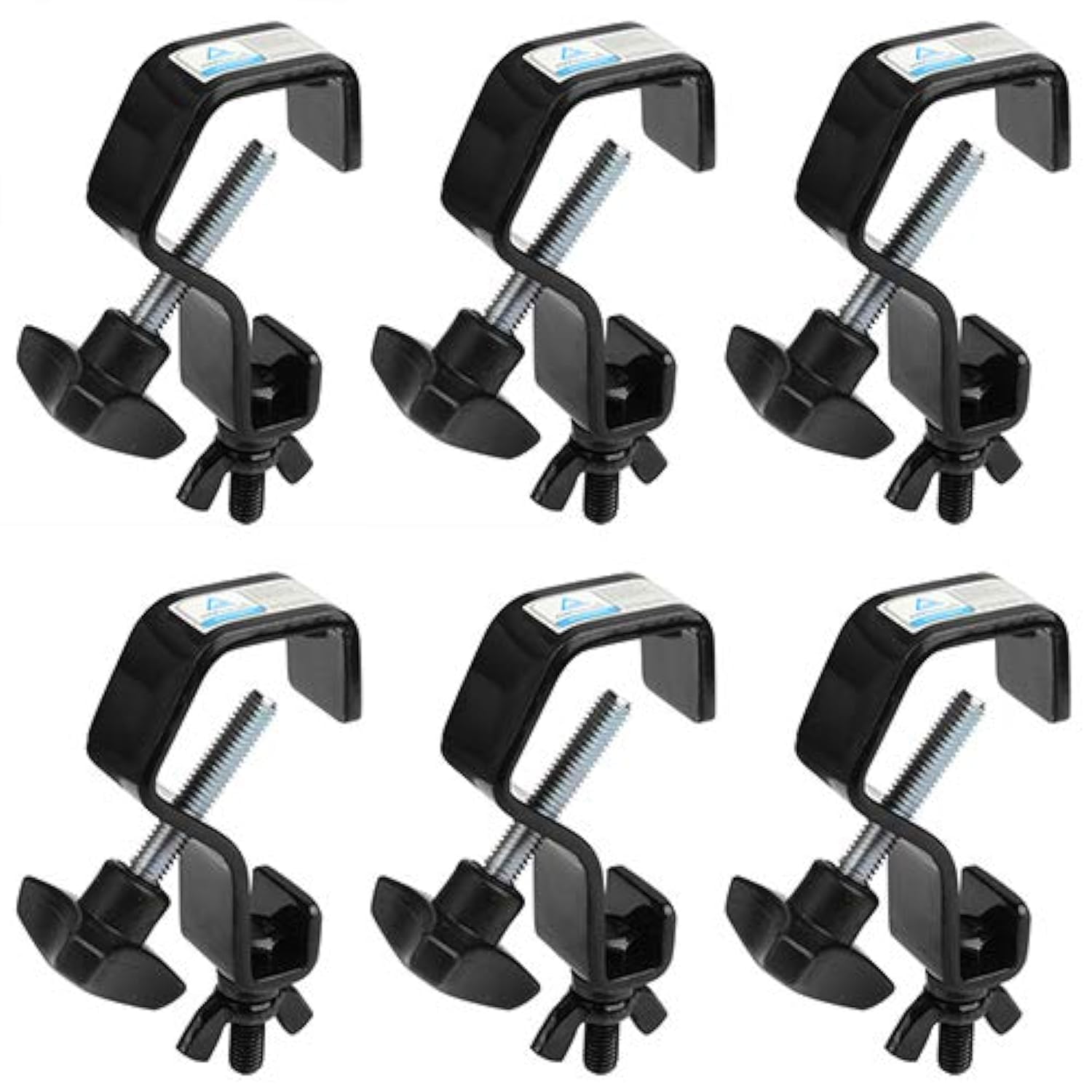 Mountain_Ark 6 Pack Black Truss C Clamps Dj Stage Light Hook, Heavy Duty, Fits Pipe Od 1'' 1 1/8'', Iron