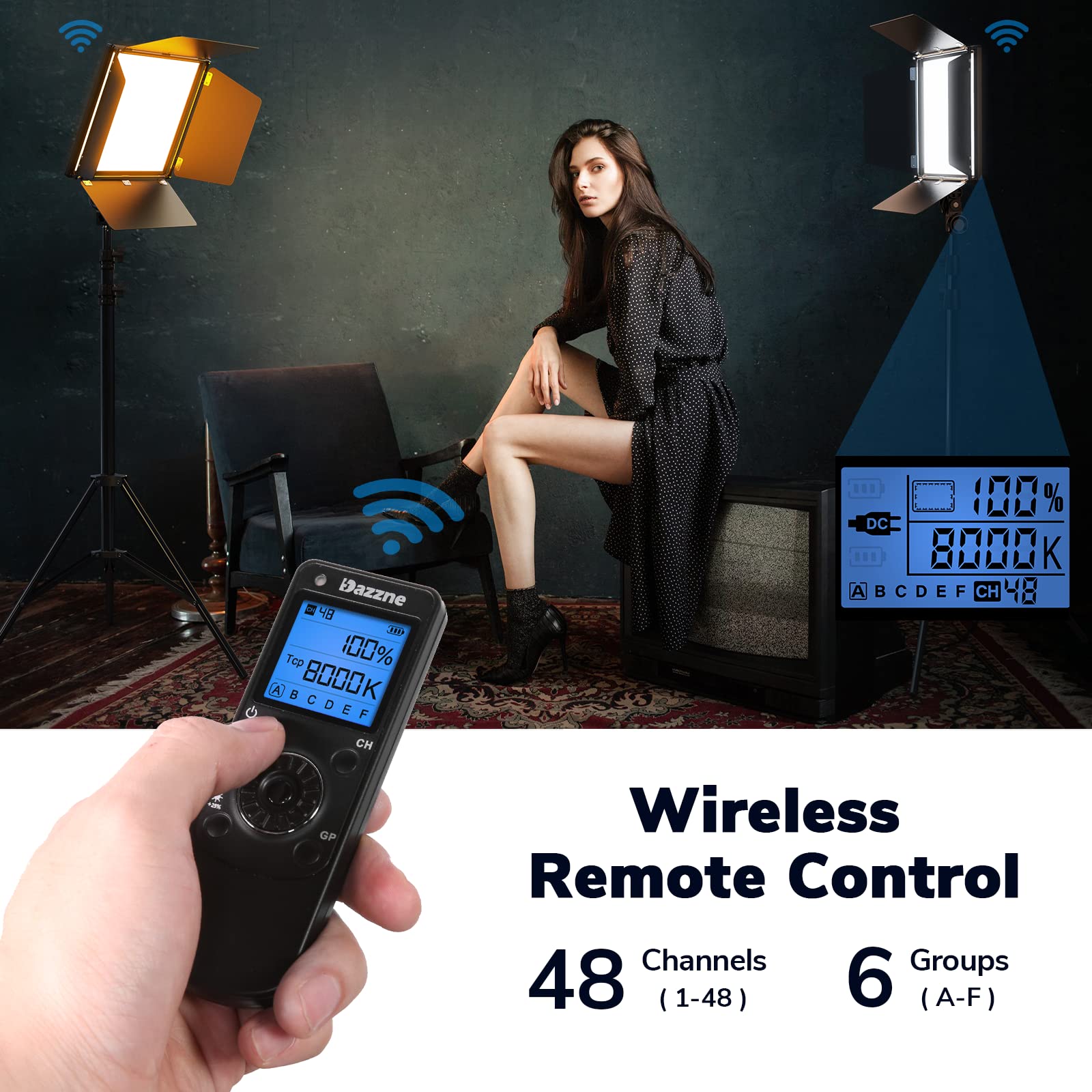 D50 Photography Lighting With Barn Door, 2-Pack 15.4 Led Video Light With Remote, 45W 3000K-8000K Dimmable Bi-Color Panel Light