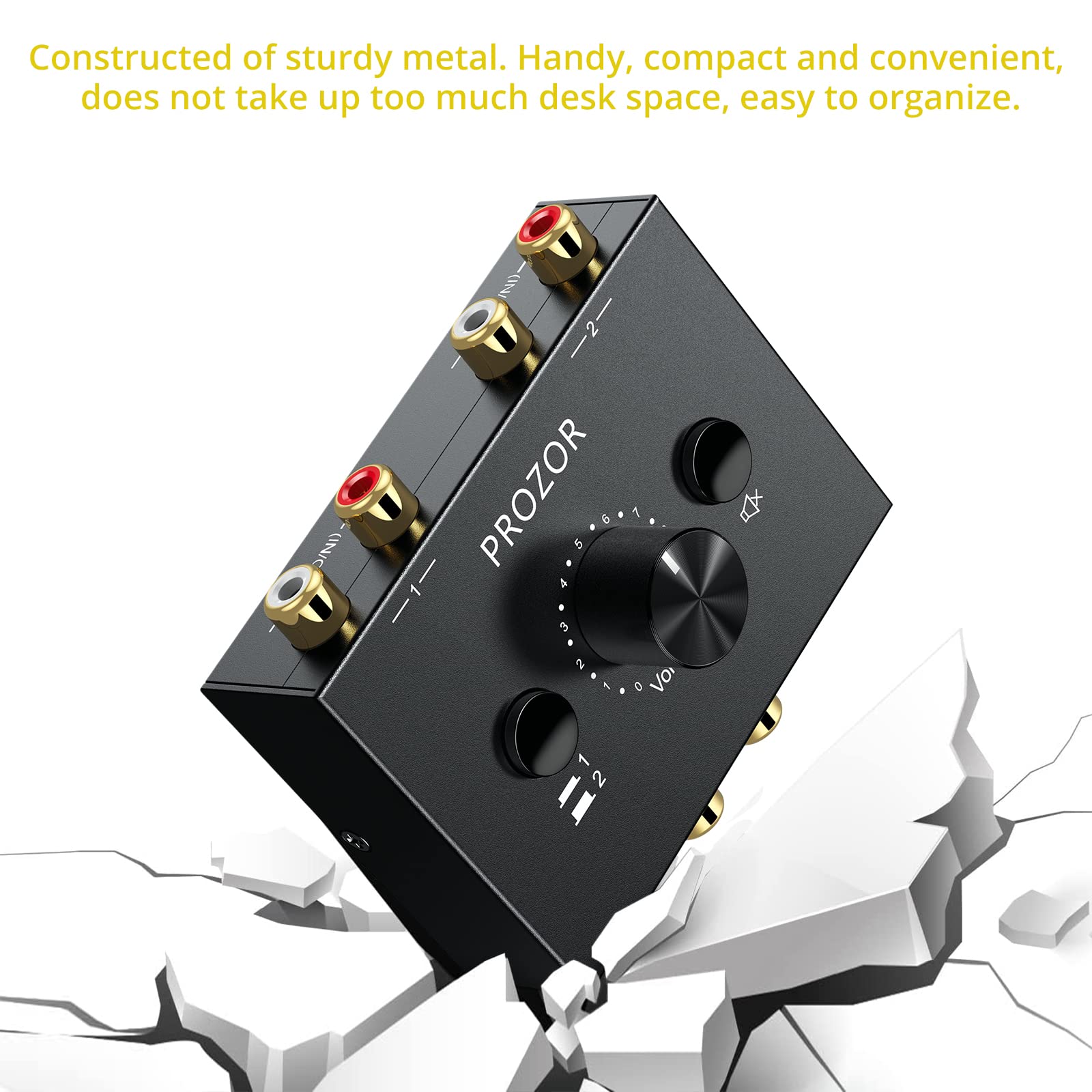Prozor Rca Stereo Audio Switcher   2 In 1 Out R/L Stereo Audio Switch, 1 In 2 Out Stereo Audio Splitter With Mute Button And No External Power Required