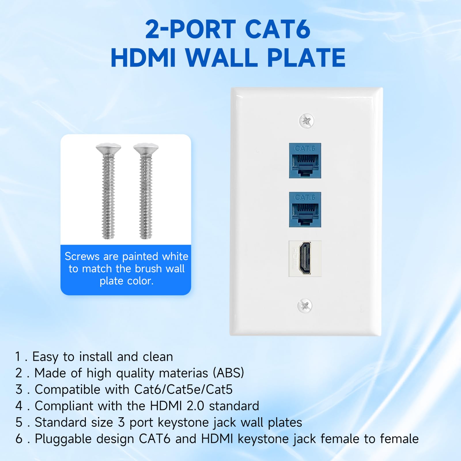 Anonion 4 Pack Hdmi Ethernet Wall Plate, 2 Port Cat6 Keystone Jack Rj45 Coupler And 1 Port Hdmi Wall Outlet With Low Voltage Mou