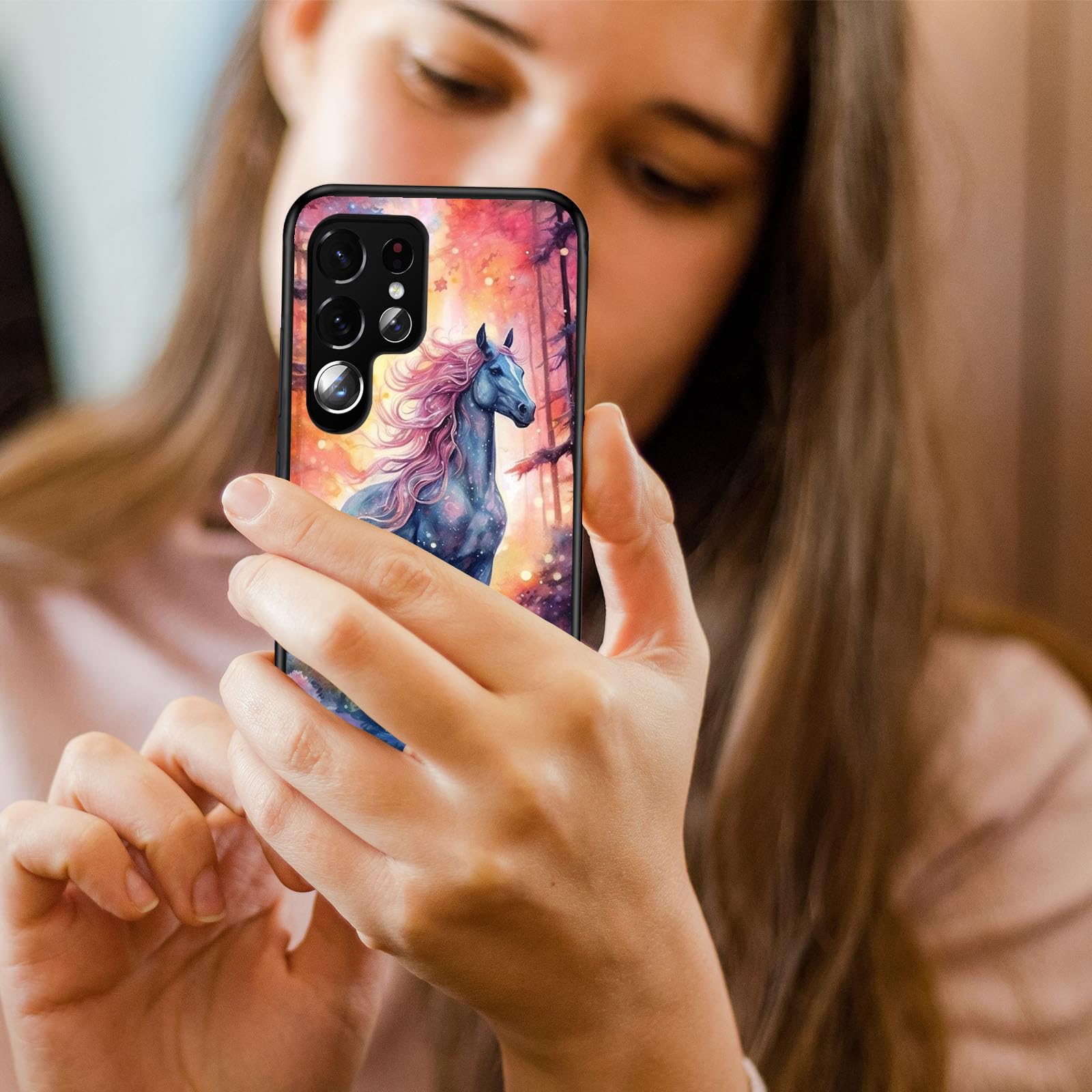 Dsrgrgfdj Designed For Galaxy S24 Ultra Case 6.8 Inch,Ultra-Thin Silicone Anti-Scratch And Shock-Proof Bumper Cover - Horse