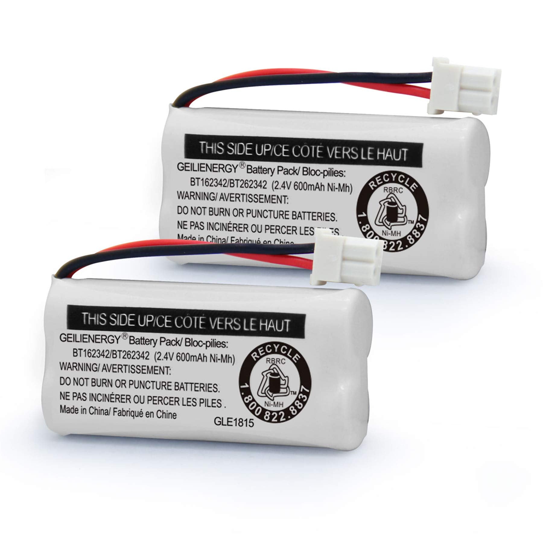 Geilienergy Replacement Battery Bt162342 / Bt262342 Bt166342/Bt266342 Bt183342/Bt283342 Compatible For Cordless Telephones Cs6114 Cs6419 Cs6719 El52300 Cl80111(Pack Of 2)