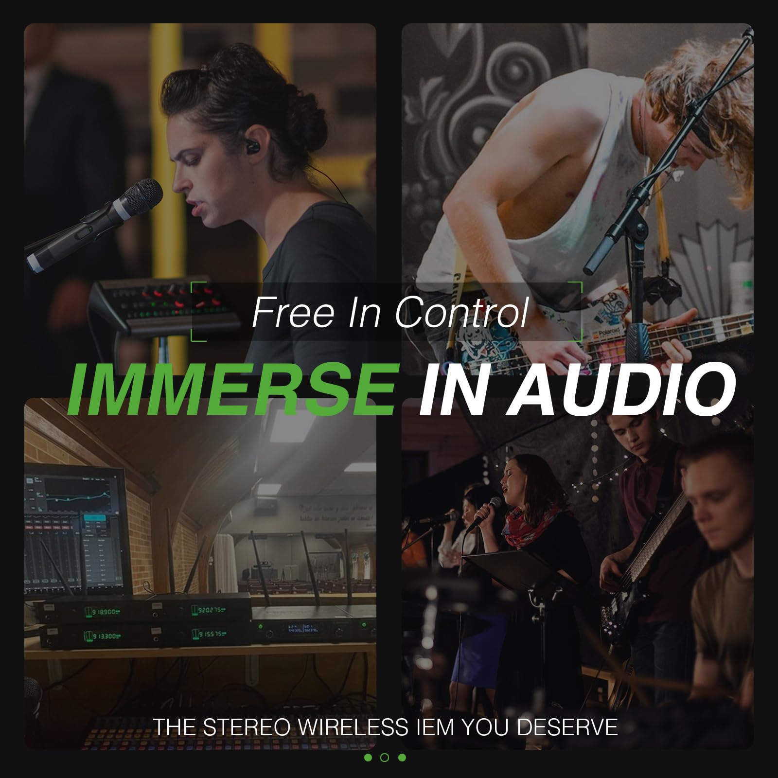 Phenyx Pro Wireless In Ear Monitor System, Stereo Iem System With Rack Mount Kit, 89 Frequencies, 900Mhz Uhf Band, 164Ft Range,