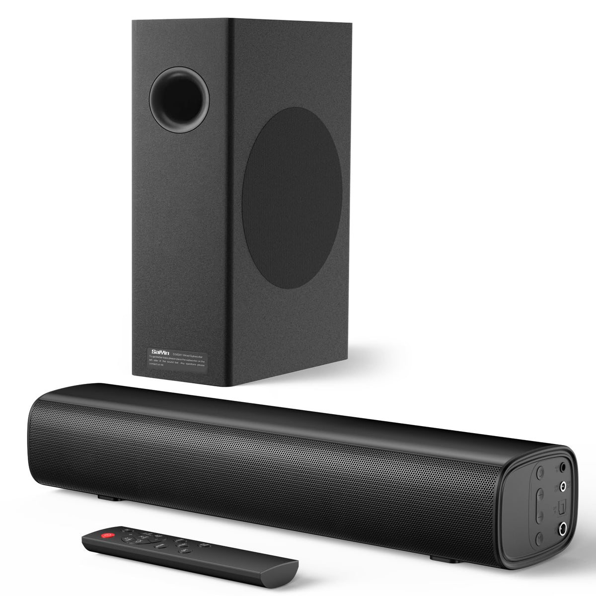 Saiyin Soundbar With 4'' Subwoofers - 70W Rounded-Edge Subwoofer & Compact Soundbar For Tv, 2.1 Audio Enhanced Surround Sound Sy