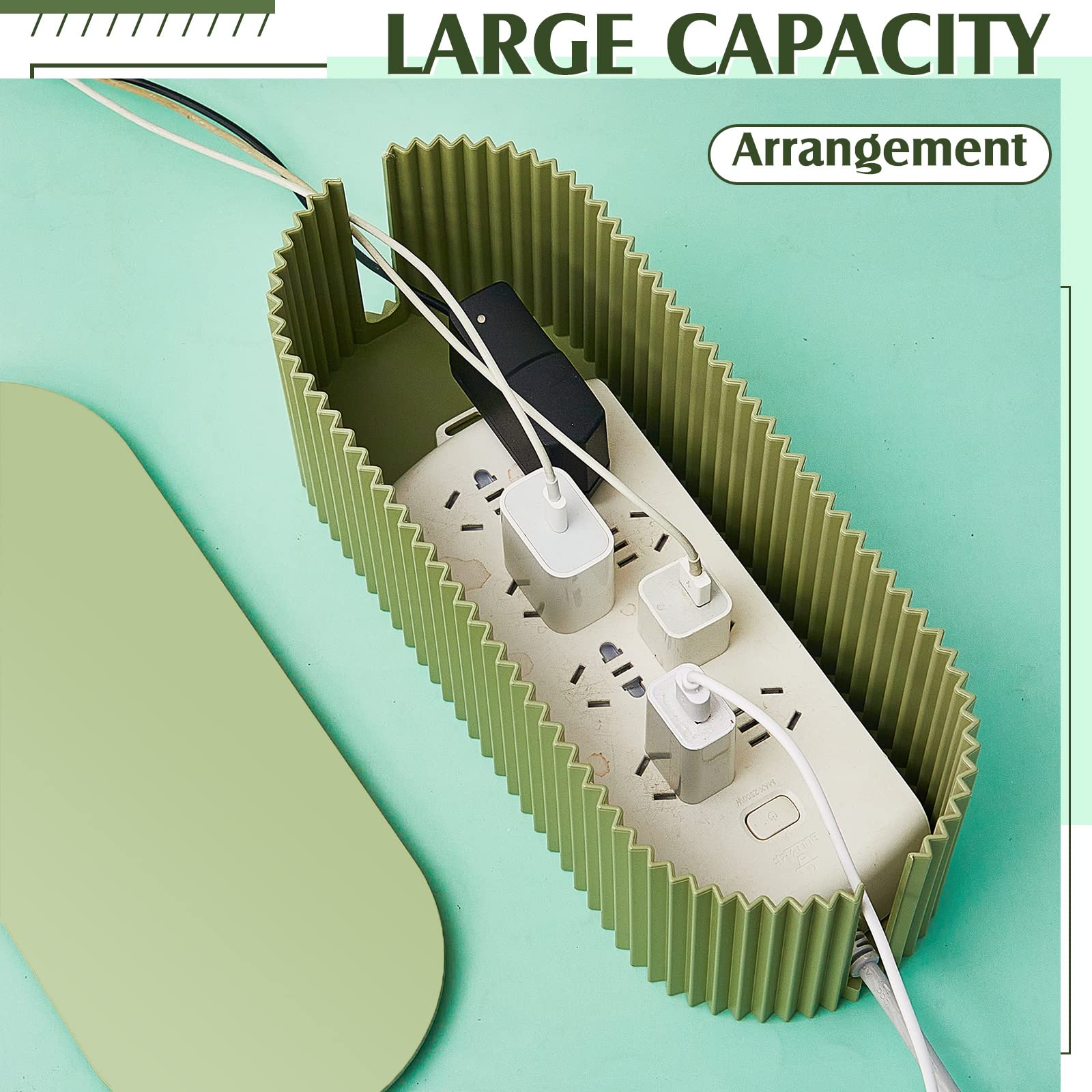 2 Pcs Cable Management Box Cord Hider Box Cord Organizer With 46 Pcs Cable Management Kit, Wire Box For Power Strips, Surge Prot