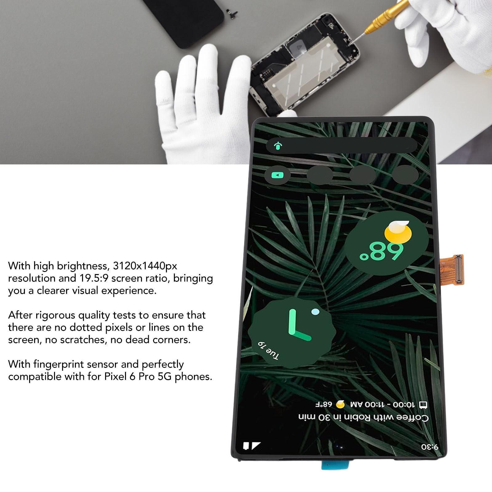 Screen Replacement Kit Touch Display Digitizer Frame Assembly With Fingerprint Sensor And Repair Tool, Phone Screen Replacement