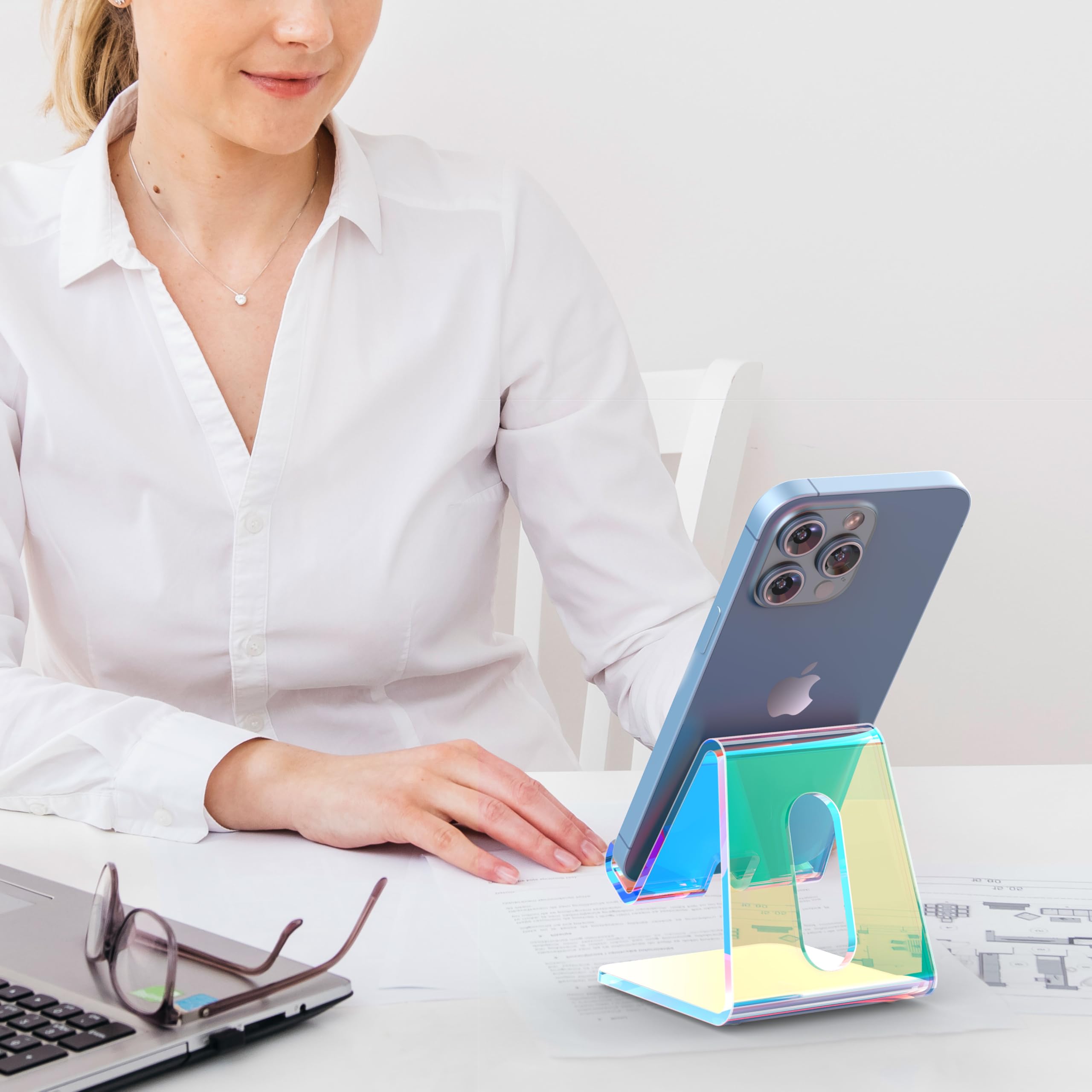 Crpich Acrylic Cell Phone Stand, Portable Phone Holder, Phone Stand For Desk, Compatible With Phone 14 13 12 Pro Max Mini 11 Xr