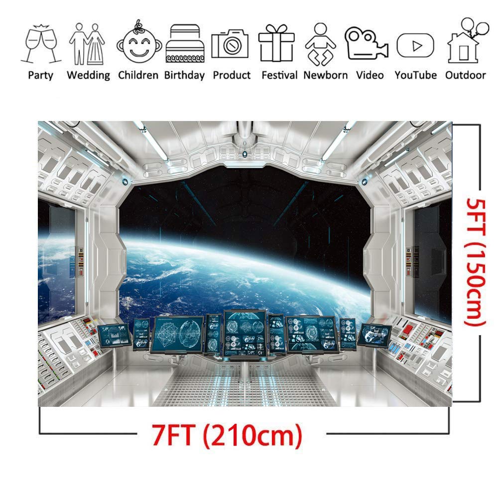 Lywygg 7X5Ft Spaceship Interior Background Futuristic Science Fiction Photography Backdrops Space Station Spacecraft Cabin Photo Shoot Studio Props Cp 187