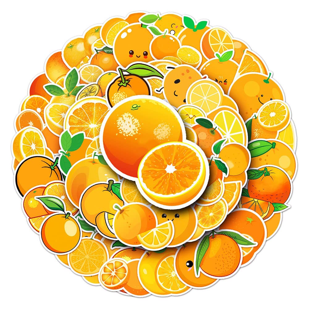 Orange Stickers |50Pcs Orange Waterproof Vinyl Decals For Water Bottles Laptop Luggage Cup Computer Mobile Phone Skateboard Guit