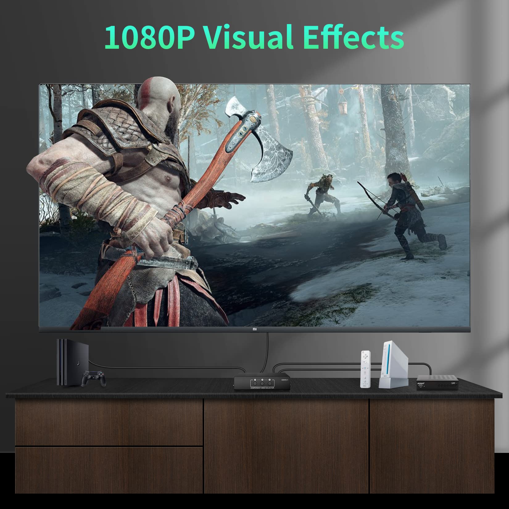 Bolaazul Component Av Video Switch Box 3 In 1 Out, 3 Port 5 Rca Ypbpr Cable Rgb Component Av Switcher Selector Converter 3 Way P