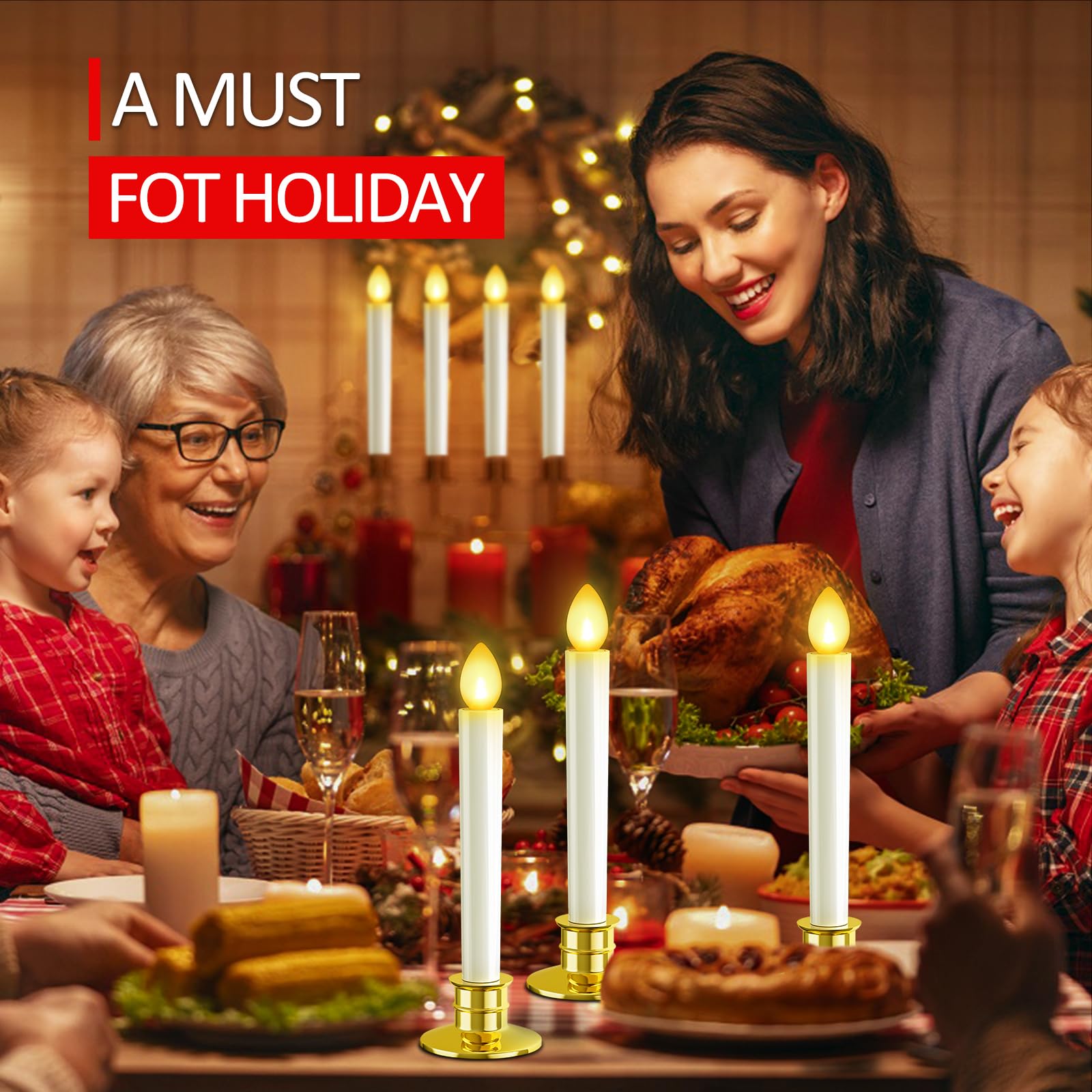 10 Pack Christmas Window Candles Lights Flameless Candles Battery Operated Candles With Remote Control Timer Gold Holders Led Ca