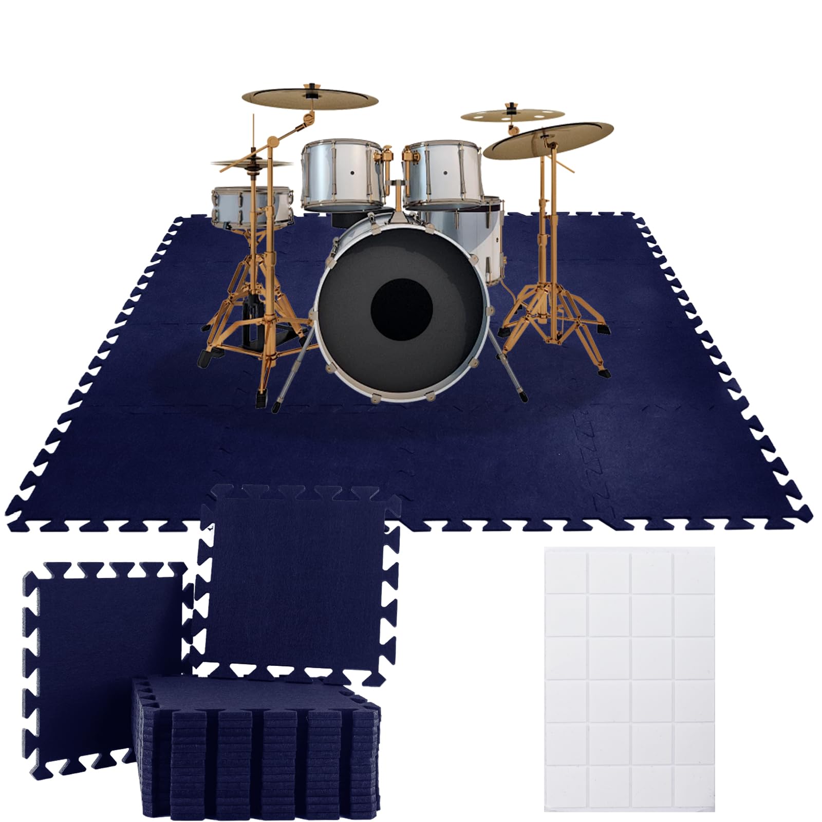 Thick Sound Absorbing Interlocking Floor Mats, High Density Piano Carpet Drum Rug, Non-Slip Anti Vibration Soundproof Pads Acous