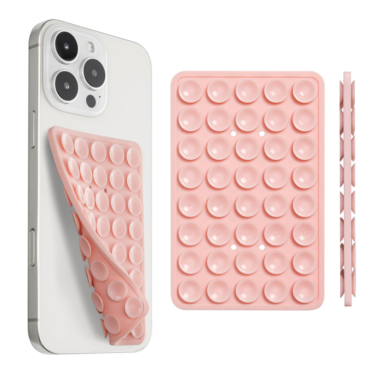 Sucky Upgraded Double Sided Suction Phone Octo Cup Buddy Mount - Anti-Slip Holder - Sticky Grip For Selfies, Videos (Chalk Pink)