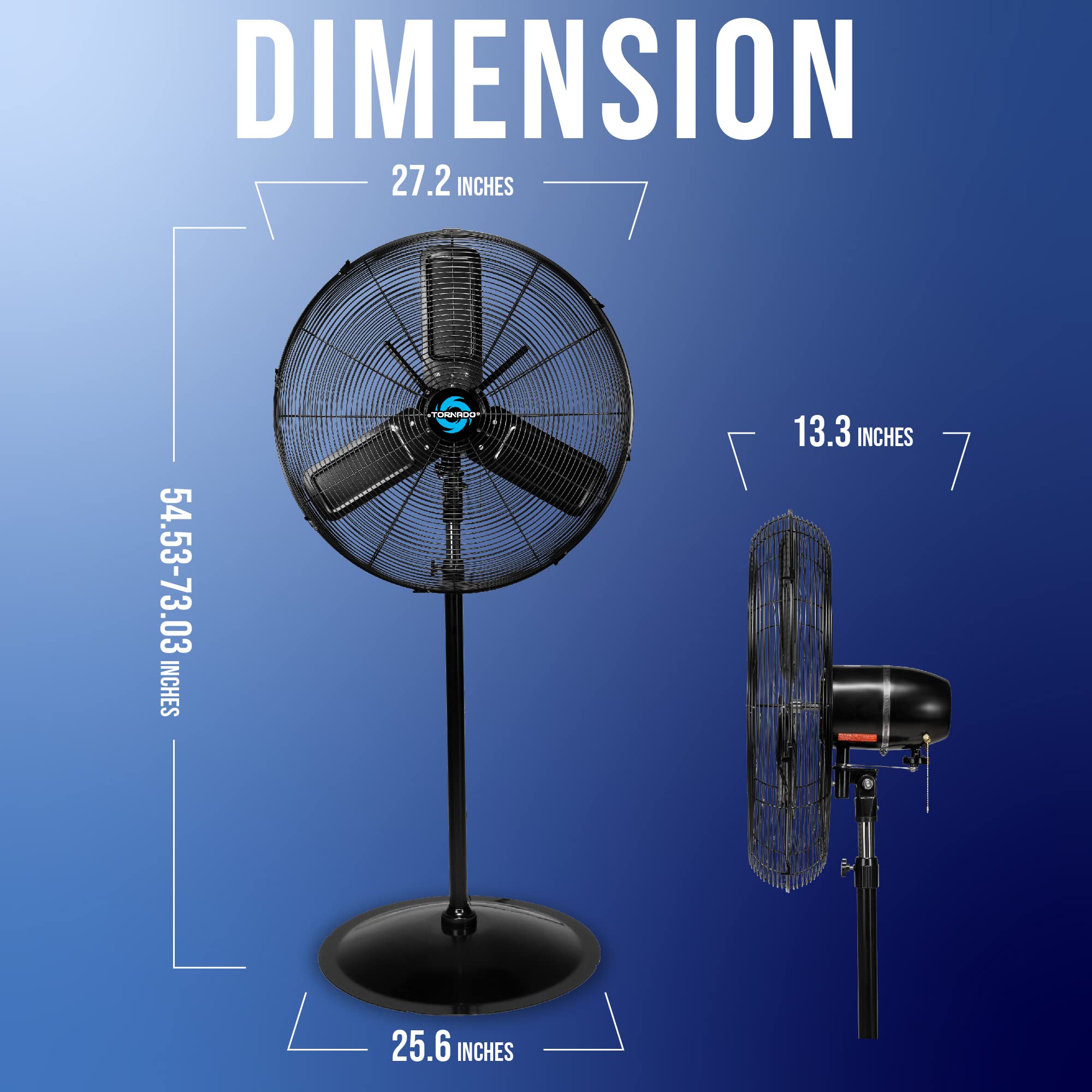 Tornado 24 Outdoor Rated Ipx4 Water-Resistant Metal Oscillating Pedestal Fan - 7600 Cfm - Cetl