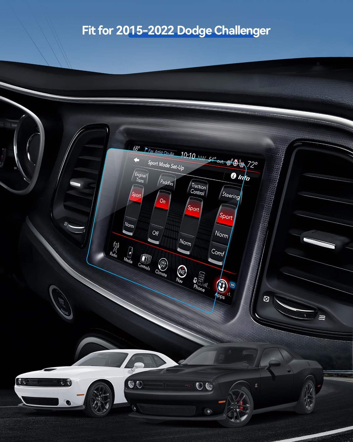 Lantu Car Screen Protector For 2015 2022 Dodge Challenger Srt 392 Hellcat Uconnect Accessories Navigation Touchscreen Protector