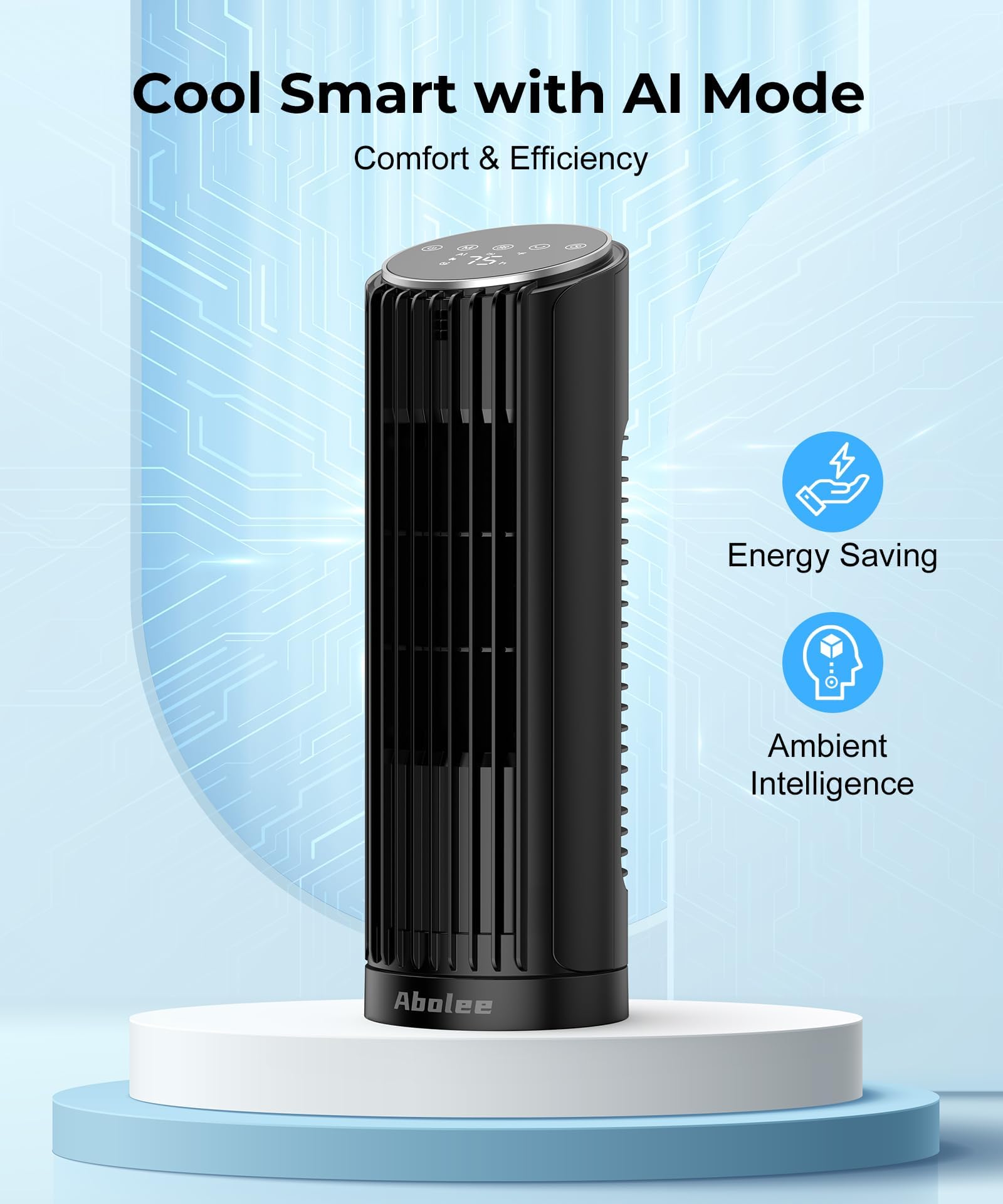 Abolee Tower Fan For Bedroom, 23Ft/S Desk Fan With Remote, 70 Oscillating Desk Fan, 4 Speeds, 4 Modes,12Timer, 2024 New 13'' Bla