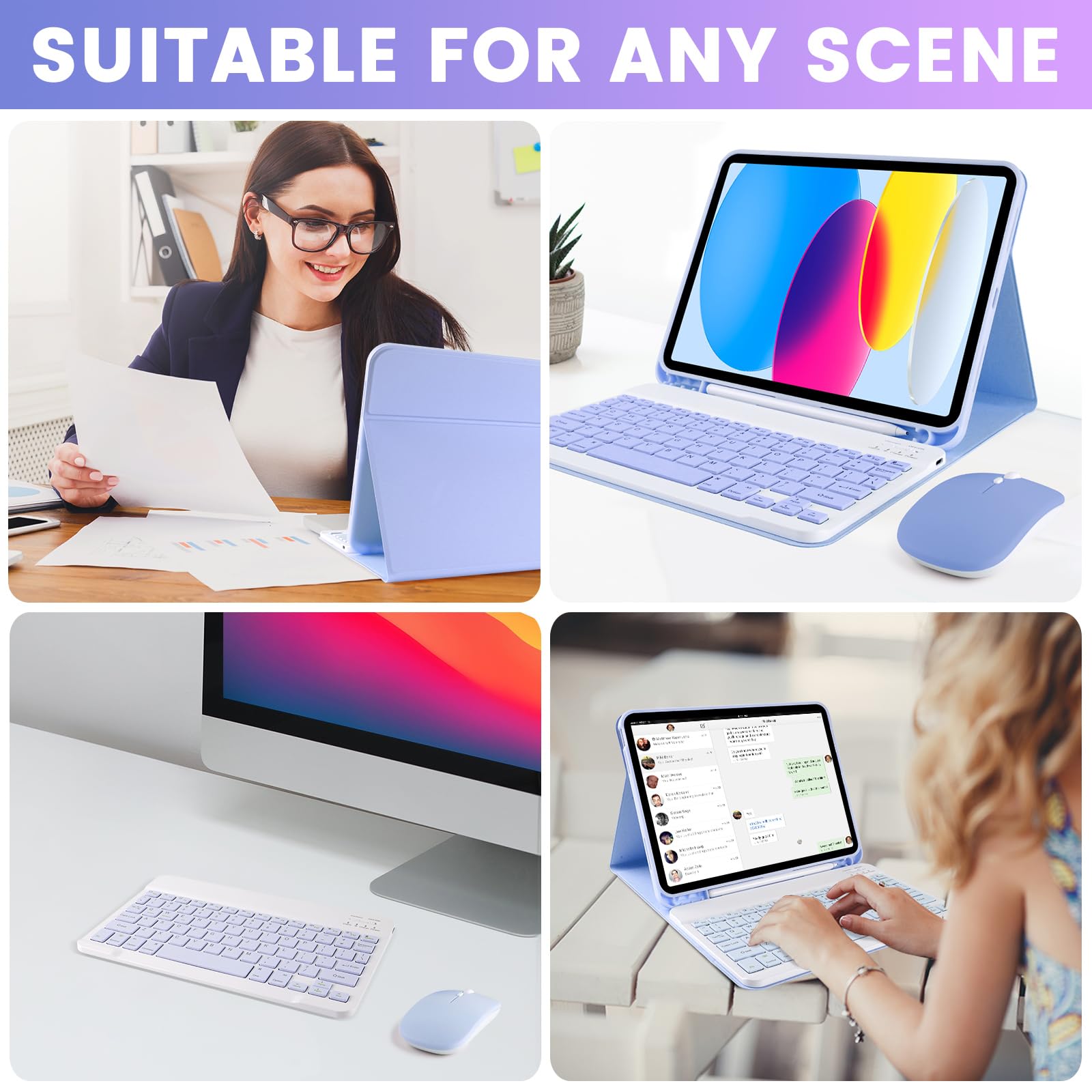 Lama Wireless Keyboard Case With Mouse For Ipad 10Th Generation 10.9 2022 (A2696/A2757/A2777),Slim Detachable Keyboard Case With