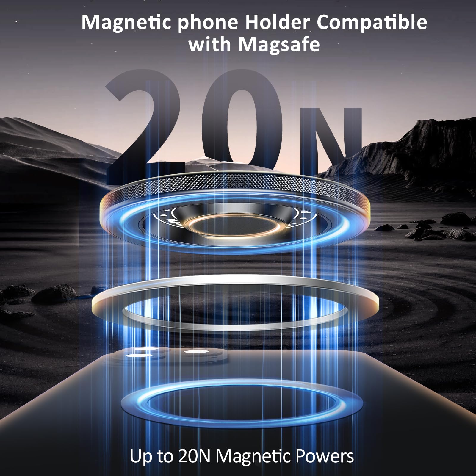 Mic Stand Phone Holder Aluminum Compatible With Magsafe Iphone 16/15/14/13/12 Plus Pro Max Series, Side Mount Cellphone Music St