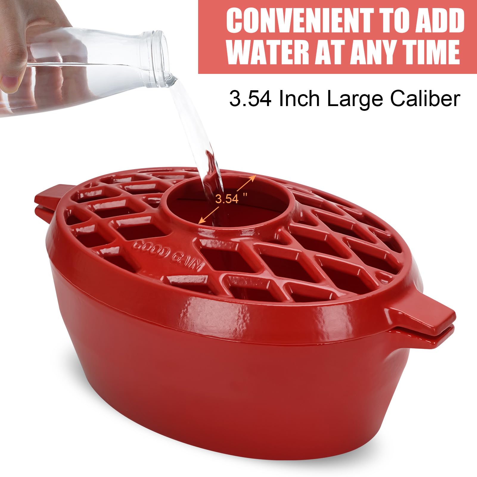 G Good Gain Wood Stove Steamer, Fireplace Humidifier, Cast Iron Humidifier For Stove, Matte Blue Finish, Rust Resistant, Lattice