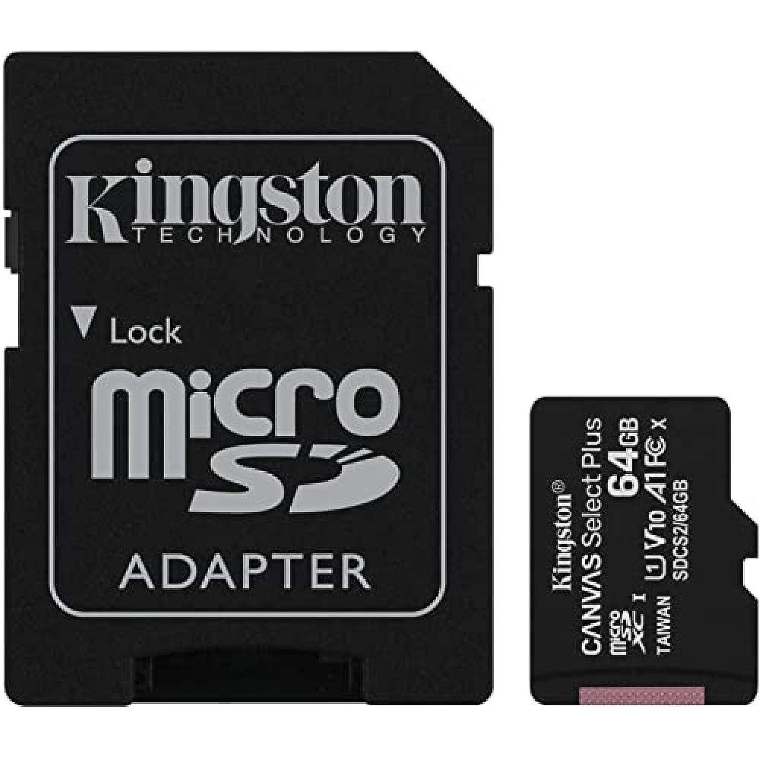 Kingston 64GB Canvas Select Plus microSDXC Card | Up to 100MB/s | A1 Class 10 UHSI | 3Pack | with Adapter (SDCS2/64GB3P1A)
