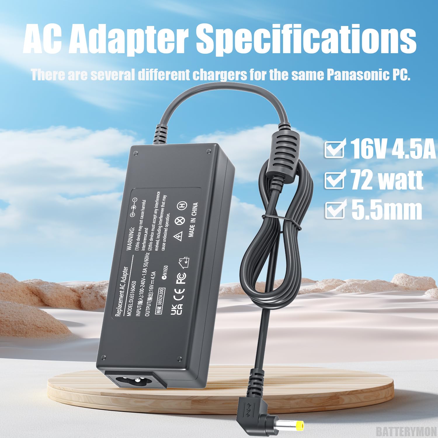 16V 4.5A 72W Charger For Panasonic Toughbook Cf C2 Cf 18 Cf 19 Cf 20 Cf H1 Cf H2 Cf W8 Cf U1 Cf T2 Cf T4 Cf T5 Cf T7 Cf T8 Fz G1