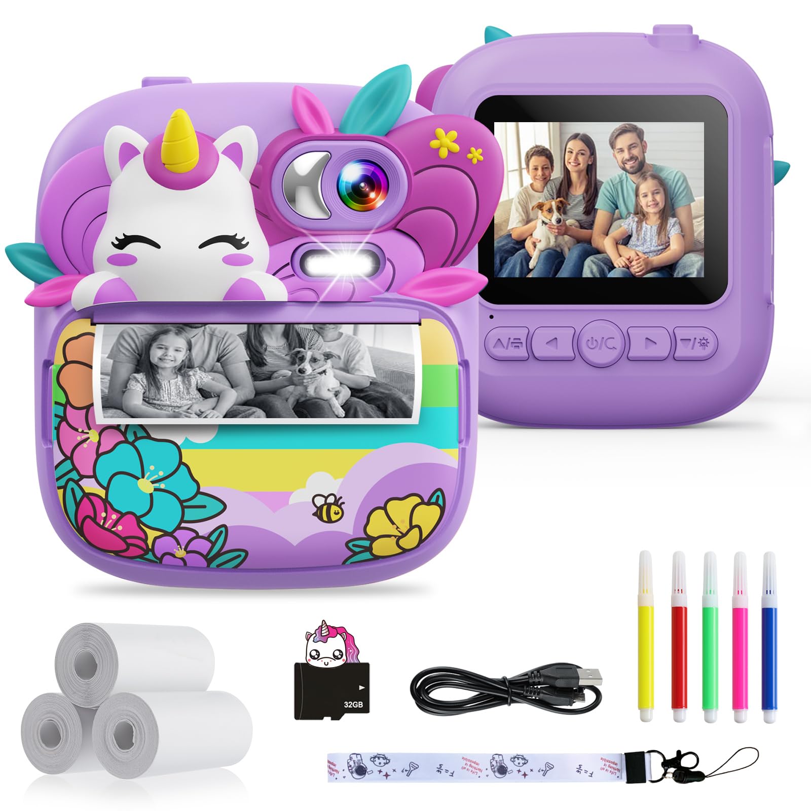 Kids Camera Instant Print, Camera For Kids With Printable Photos, Toddler Camera Toys For Children Ages 3 14, Digital Camera For