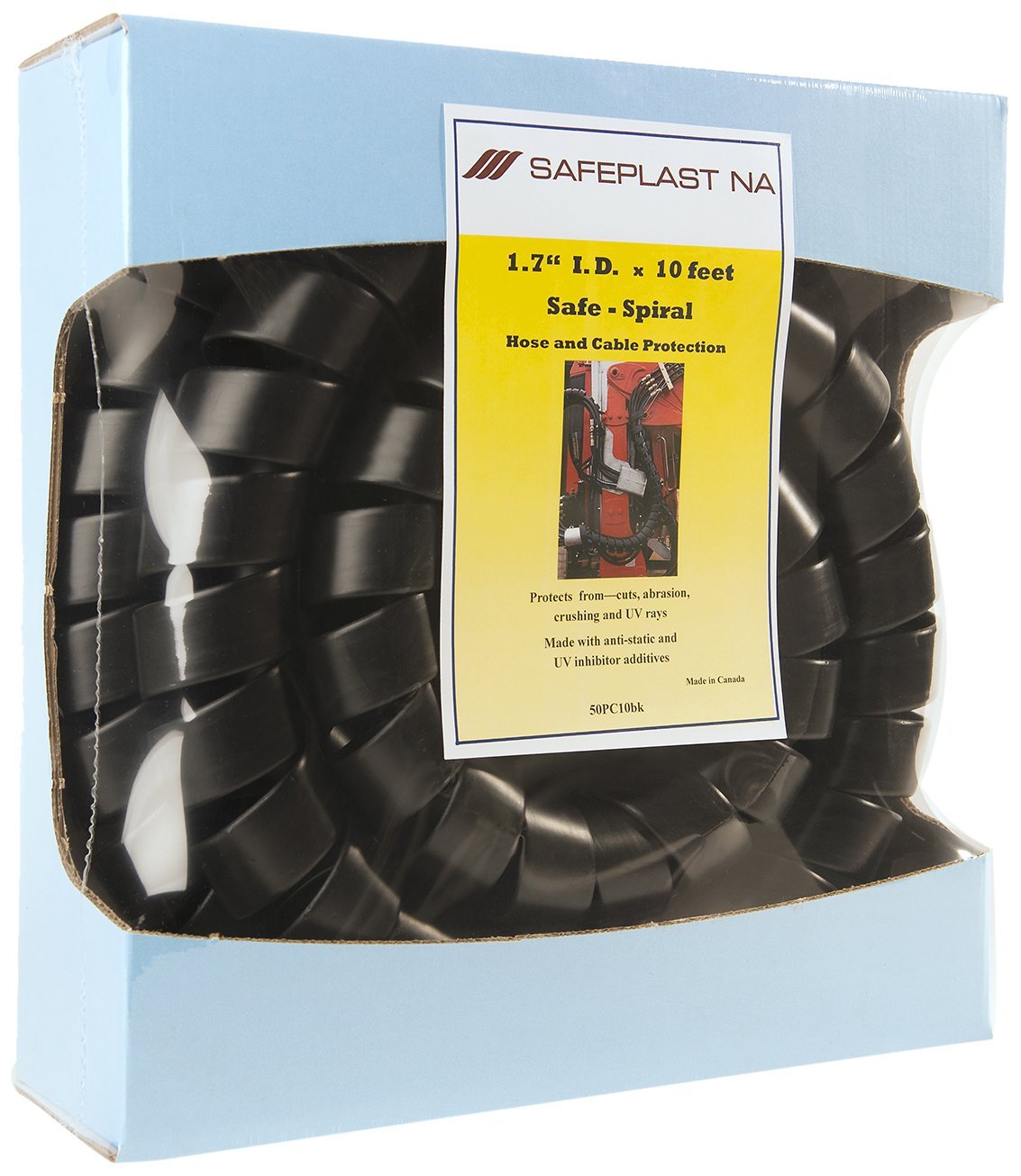Caplugs Sppc Series   Safeplast Safe Spiral Pre Cut Spiral Wrap, Hose & Cable Protector, Yellow Hd Pe, 2.0'' Od X Six 10' Pre Cu