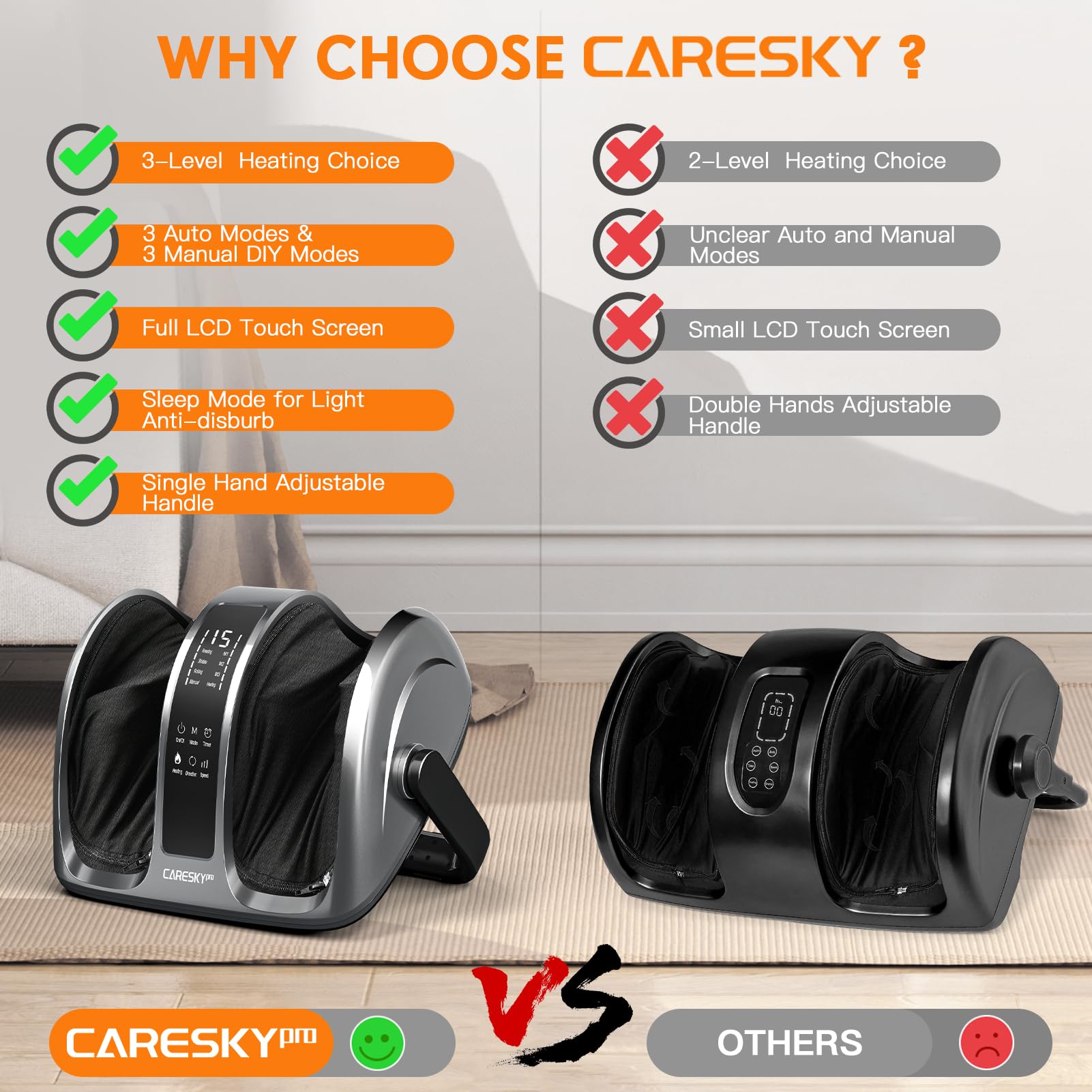 Careskypro Fsa Hsa Eligible Shiatsu Foot Massager With Heat, 3 Heating For Circulation And Pain Relief, Deep Kneading Rolling Fo