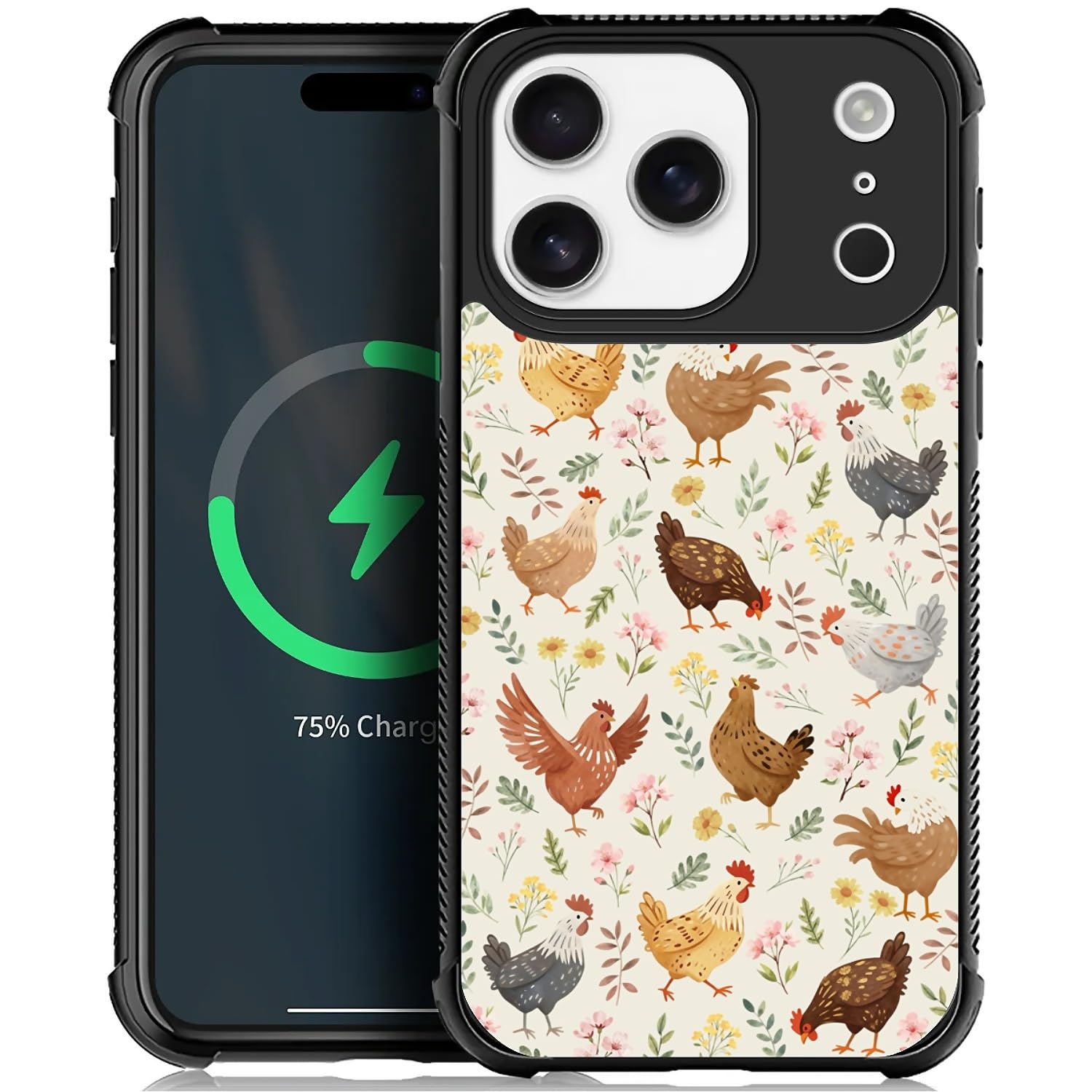 Deaorew for iPhone 17 Pro Case | Compatible with MagSafe | Classic Slim Cover Design | Countryside Chicken Flowers
