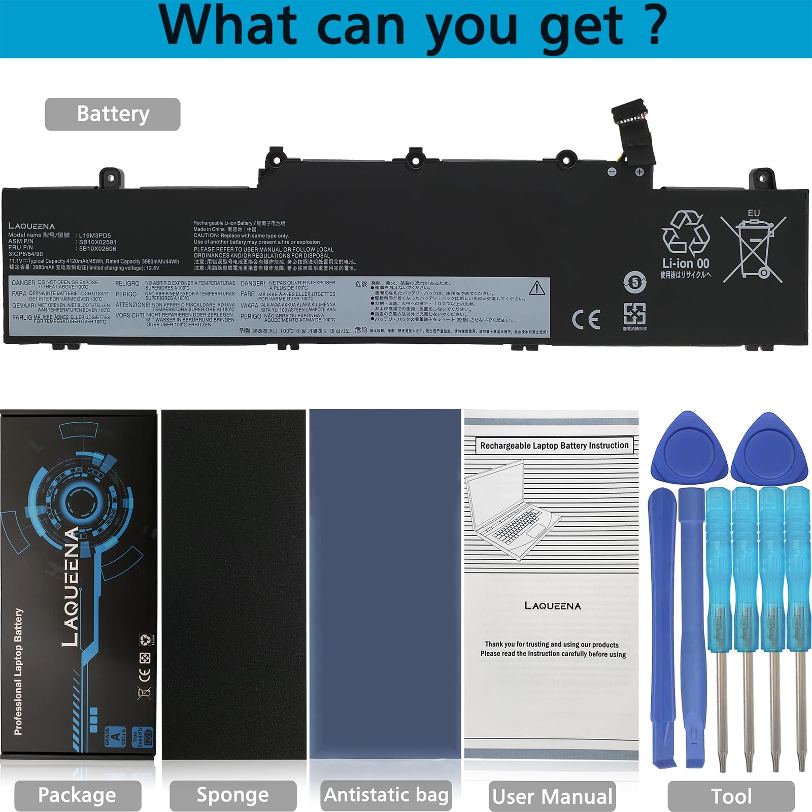 Laqueena L19M3Pd5 Laptop Battery Compatible With Lenovo Thinkpad E14 Gen 2 20T6 20Ta/ E14 Gen 3 20Y7 20Yd 20Ye/ E15 Gen 2 20T8 2