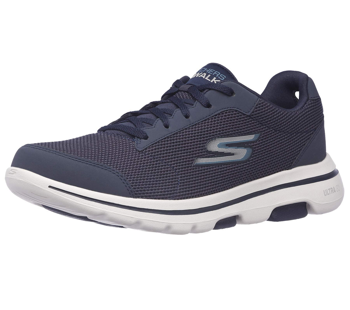 Skechers Mens Gowalk 5 Qualify Athletic Mesh Lace Up Performance Walking Shoe Sneaker, Navyblue, 7 X Wide