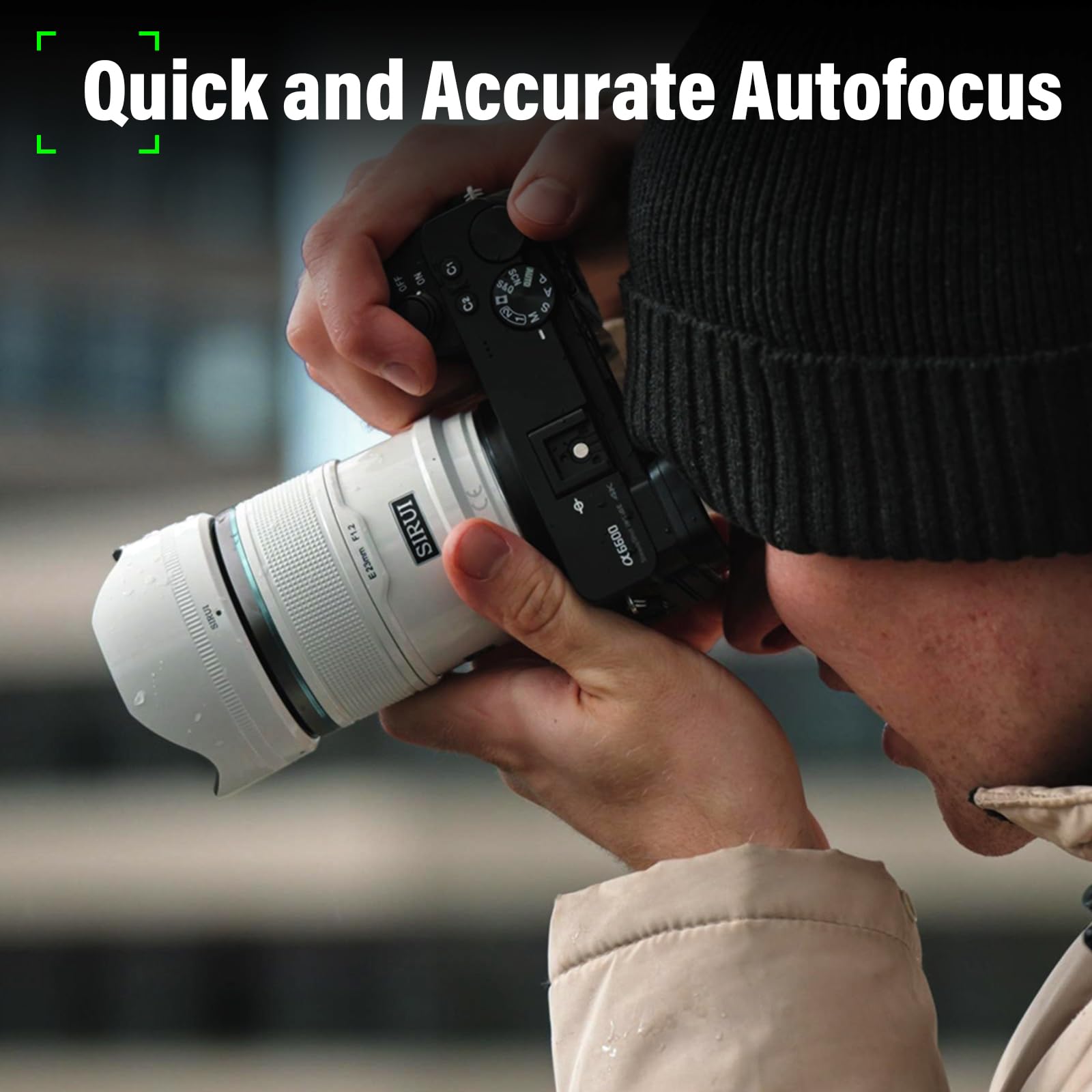 Sirui Sniper 33Mm Autofocus Lens, F1.2 Wide Angle Aps C Camera Lens For A5 A6 A7 Fx A9 Zv E Series (E Mount, White)