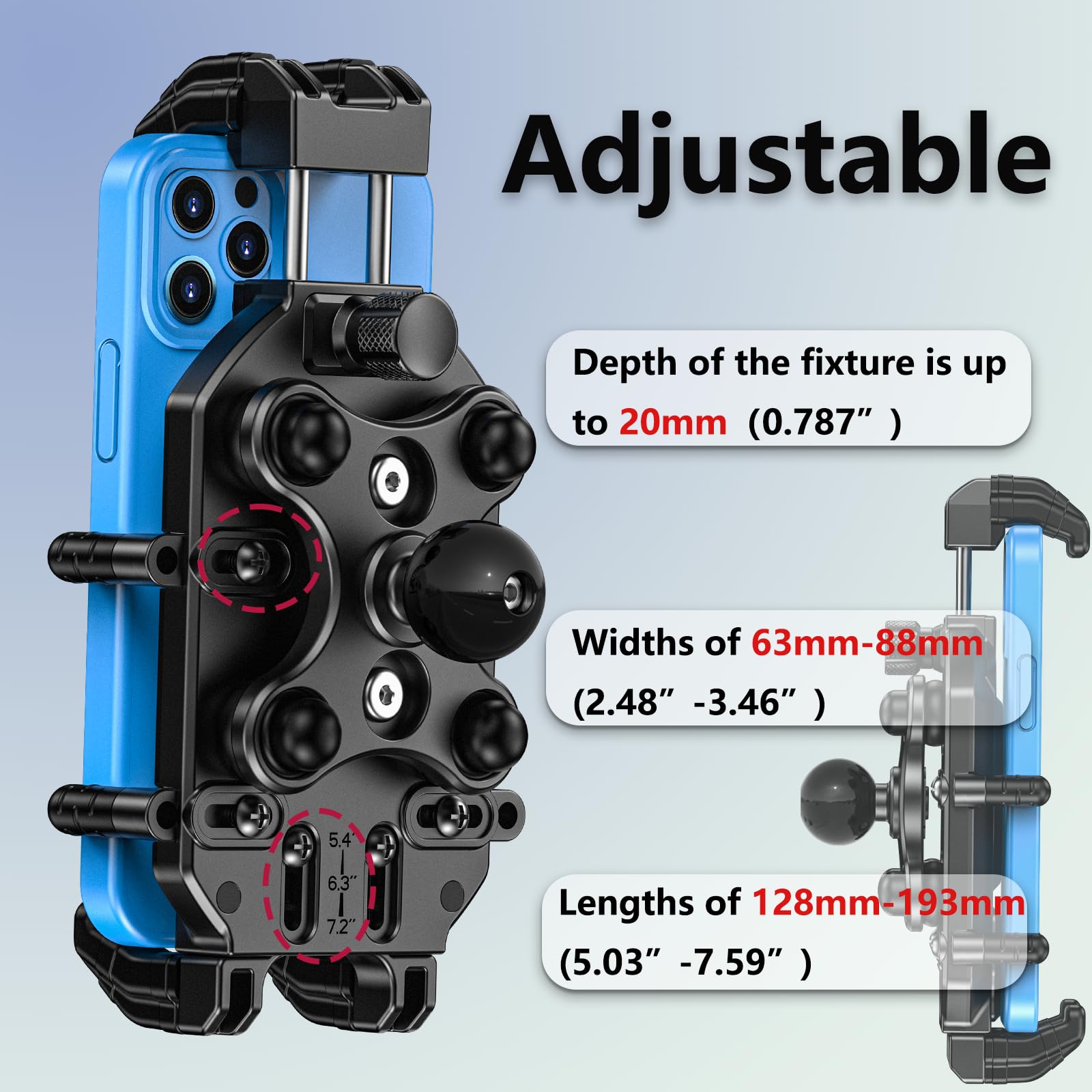 Loktenwo Motorcycle Phone Mount With Vibration Dampener & Secure Lock [ Metal Arm & Handlebar Mounting Base] Anti-Theft Motorcyc