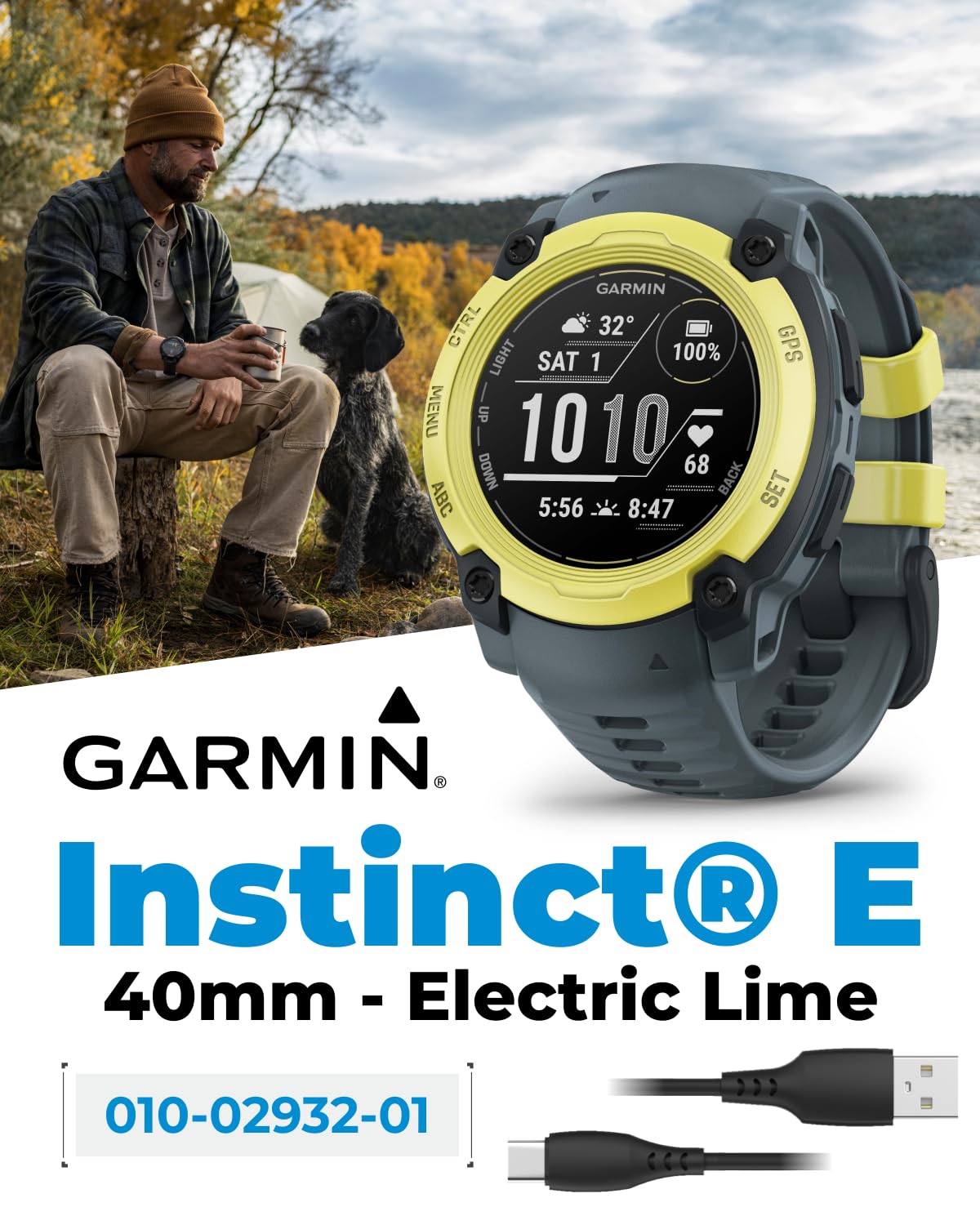 Wearable4U Garmin Instinct E 40 Mm, Rugged Outdoor Gps Smartwatch, 24/7 Health Monitoring, Wrist Based Heart Rate, Up To 14 Days