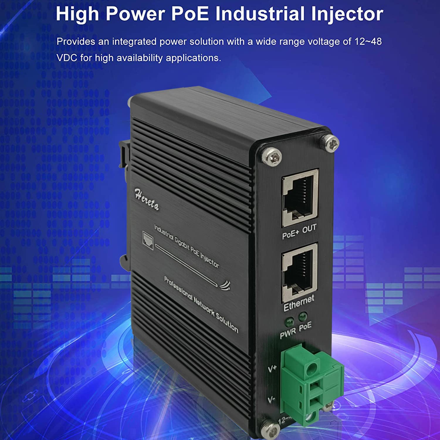 Hardened Industrial Gigabit Poe+ Injector 12 48Vdc Input With Din Rail And Wall Mount Connecting The Ieee 802.3 Af/At Poe Device