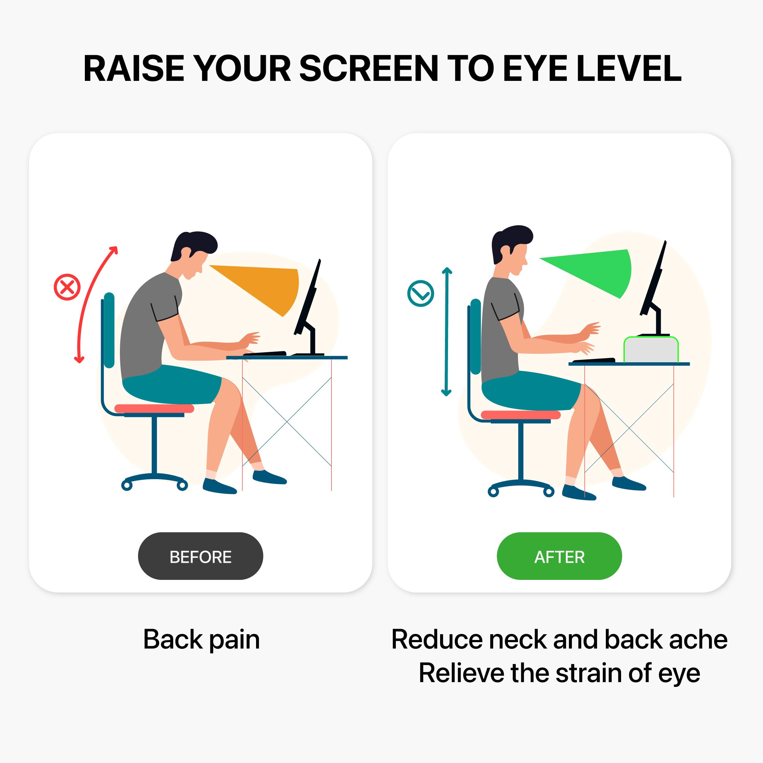 Amt 2 Pack Acrylic Laptop Monitor Stand & Computer Riser With Cat Keyboard Protector, Space Saving Design, Extra Storage, Clear