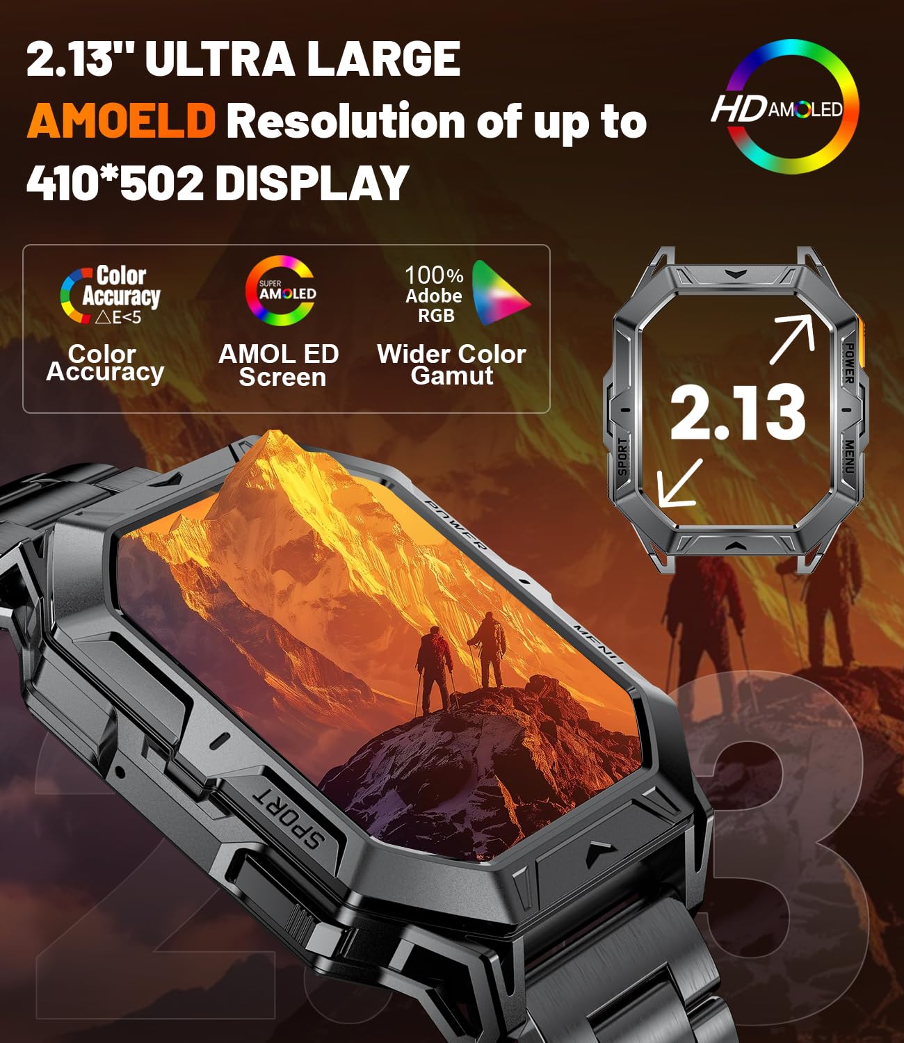 Lige Smart Watches For Men With 100+Day Standbytime(1000Mah, Smart Watch With 2.13 '' Amoled, Make/Answer Call, 110 Sports Modes